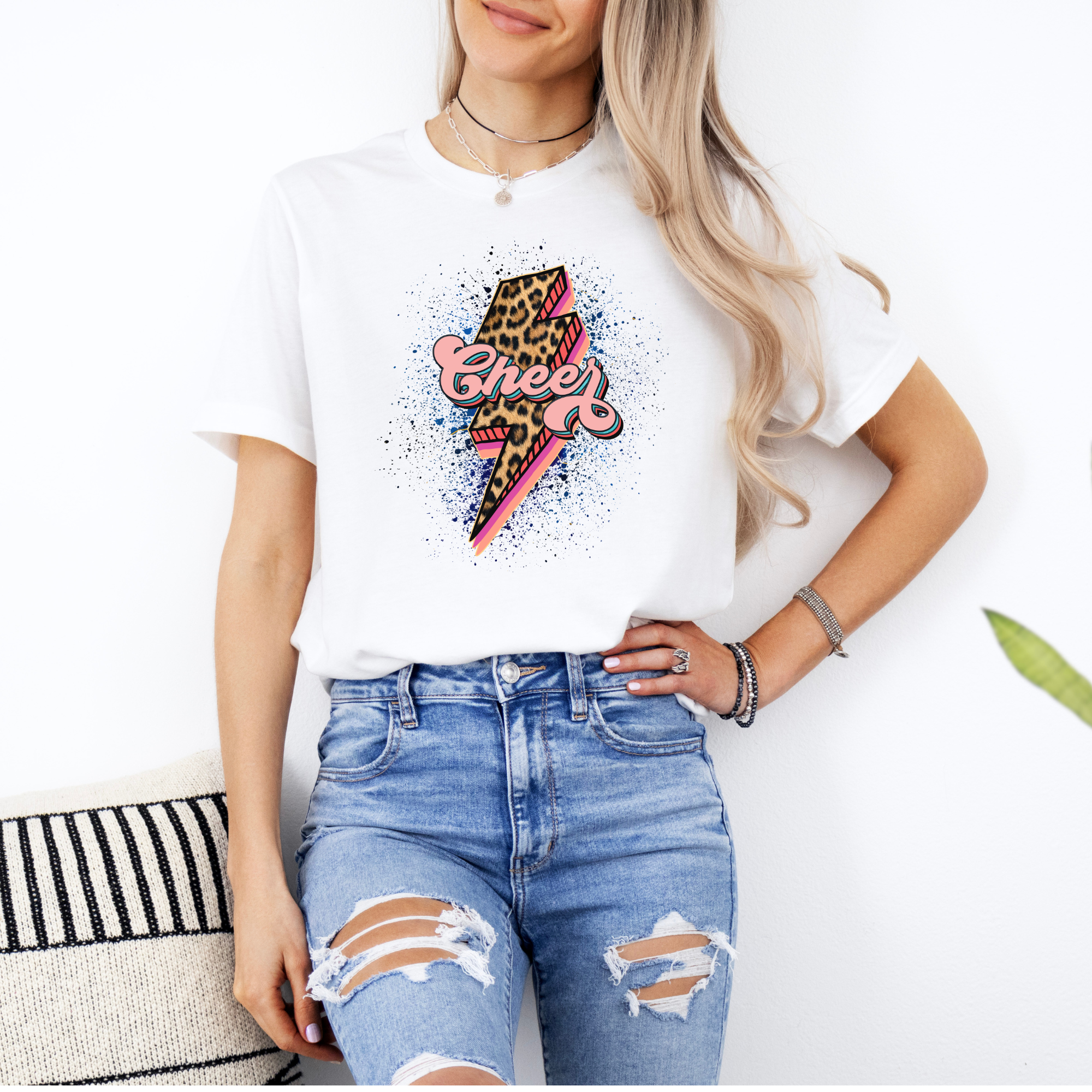 Cheer Cheetah Lightening Bolt T-Shirt