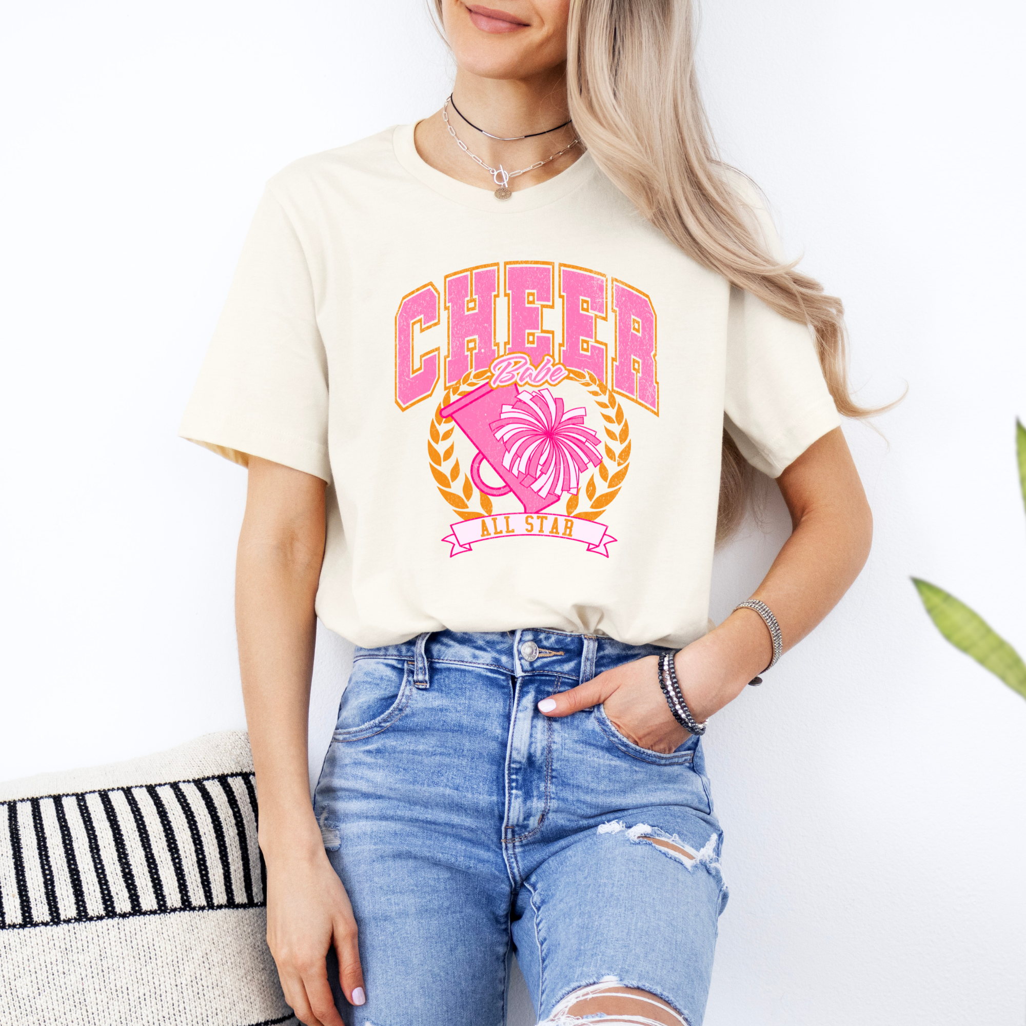 cheer babe all star tshirt for cheerleaders in natural
