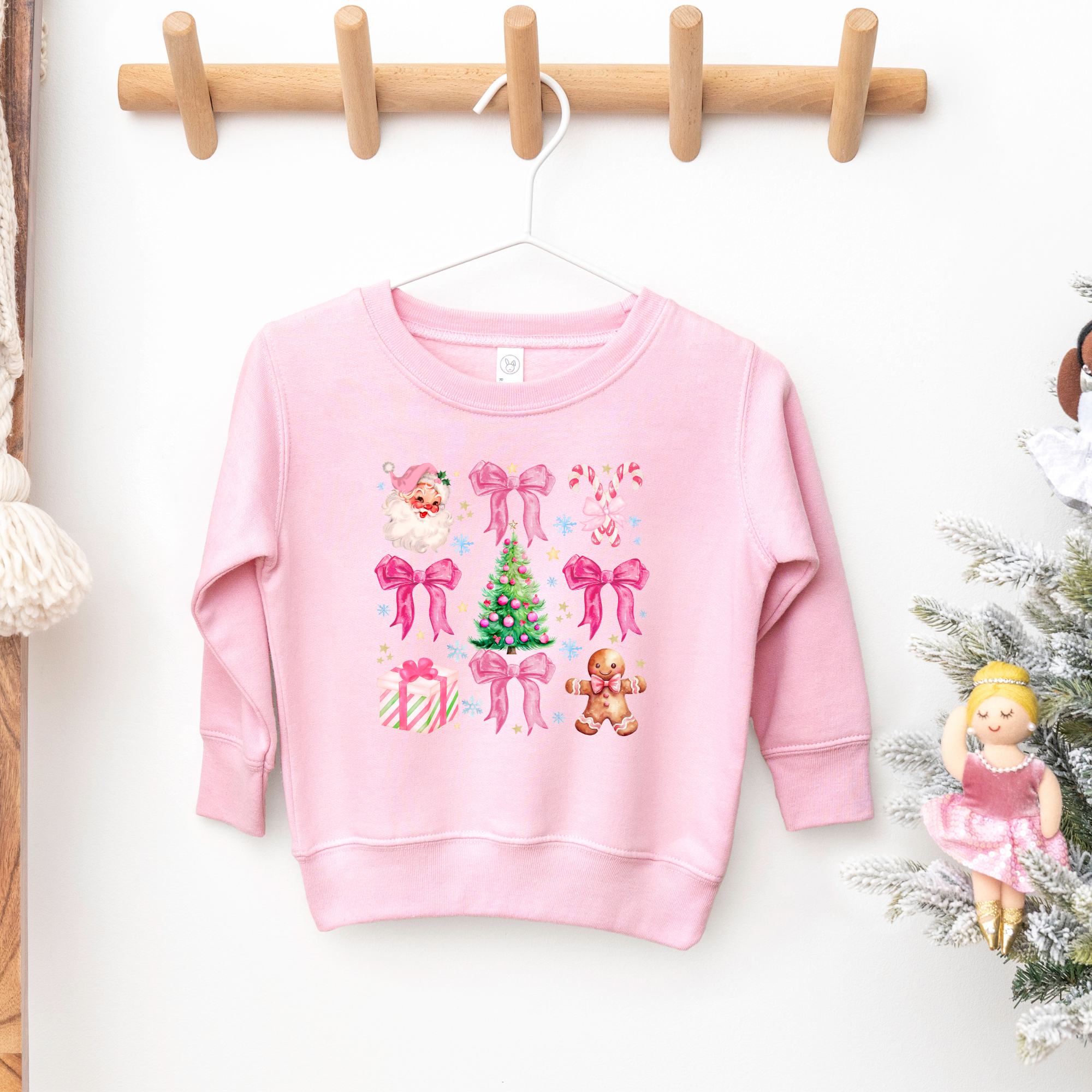 Vintage Santa Christmas Coquette Bow Sweatshirt