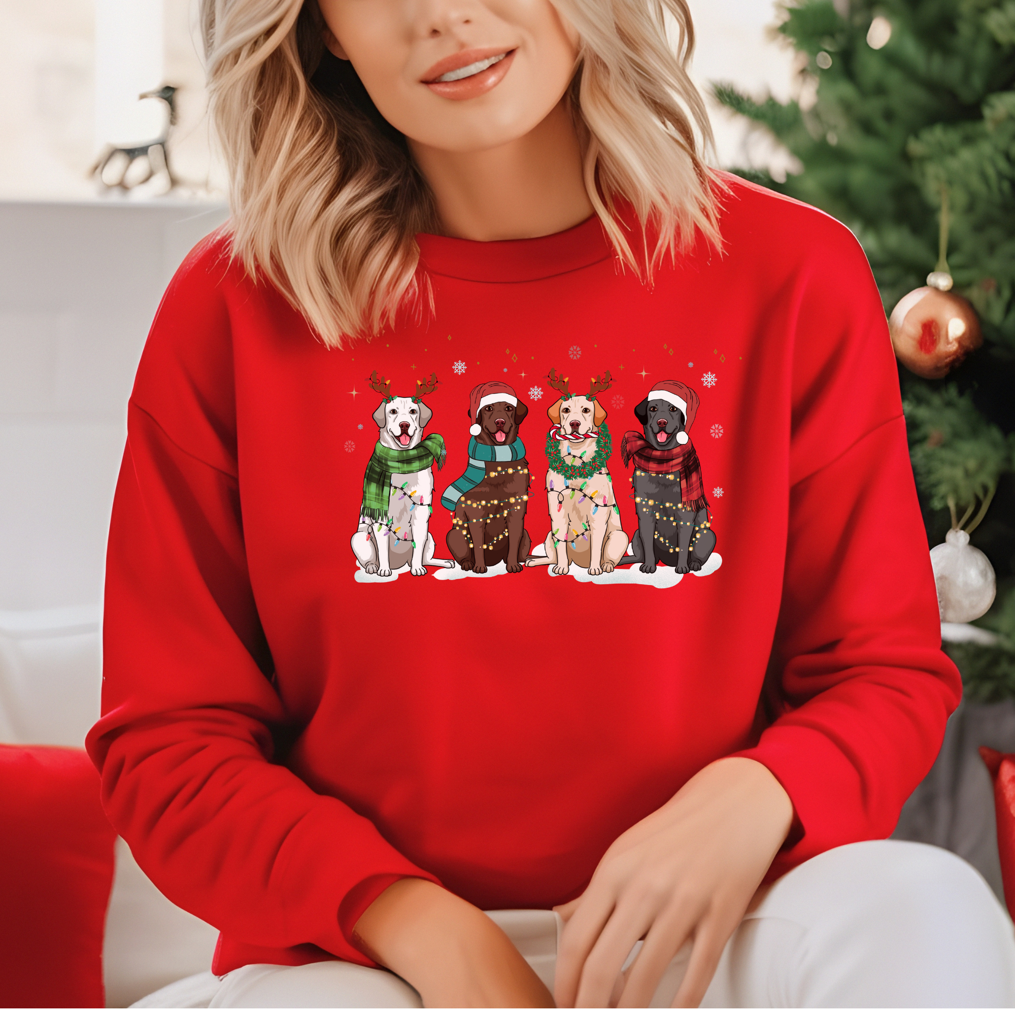 Christmas Dog Labradors Sweatshirt | Dog Christmas Sweatshirt