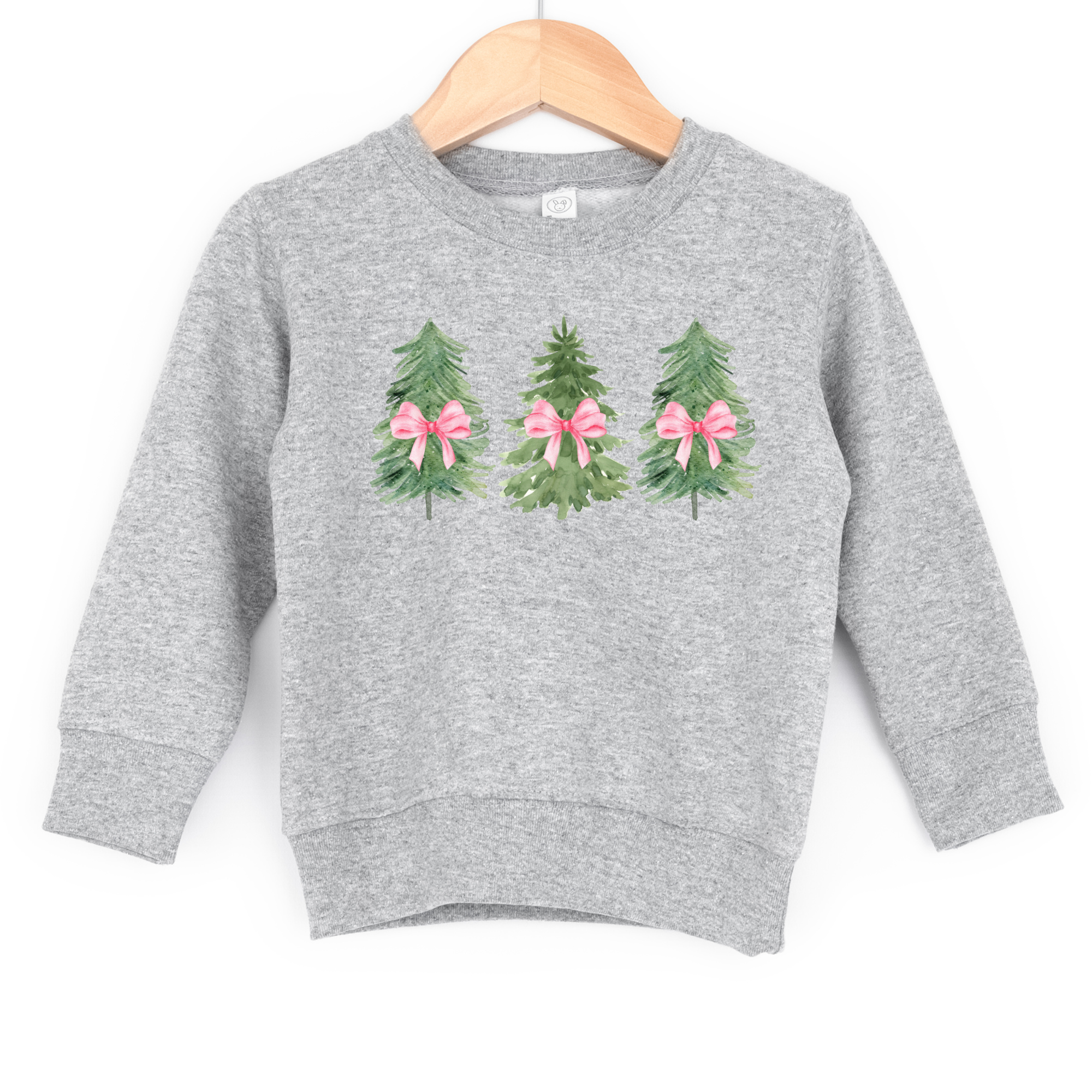 Pink bow Christmas trees - kids sweatshirt