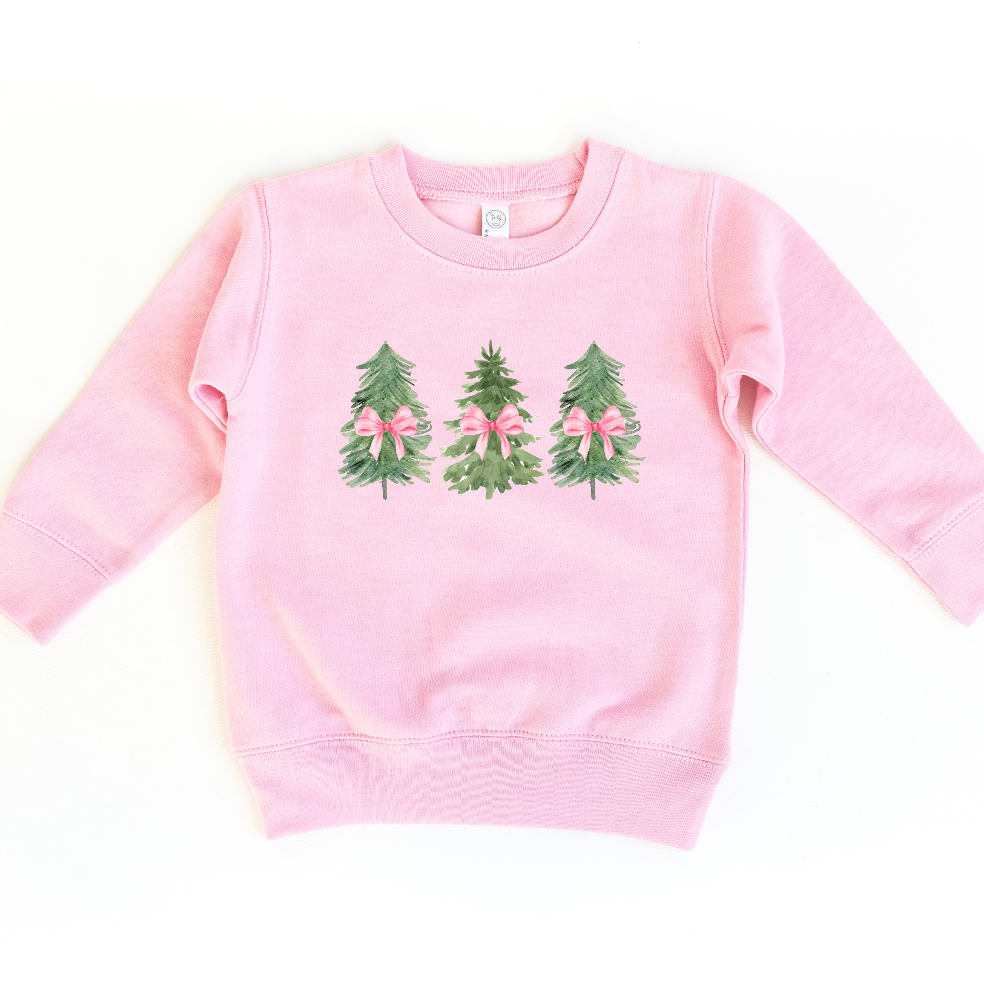Pink bow Christmas trees - kids sweatshirt