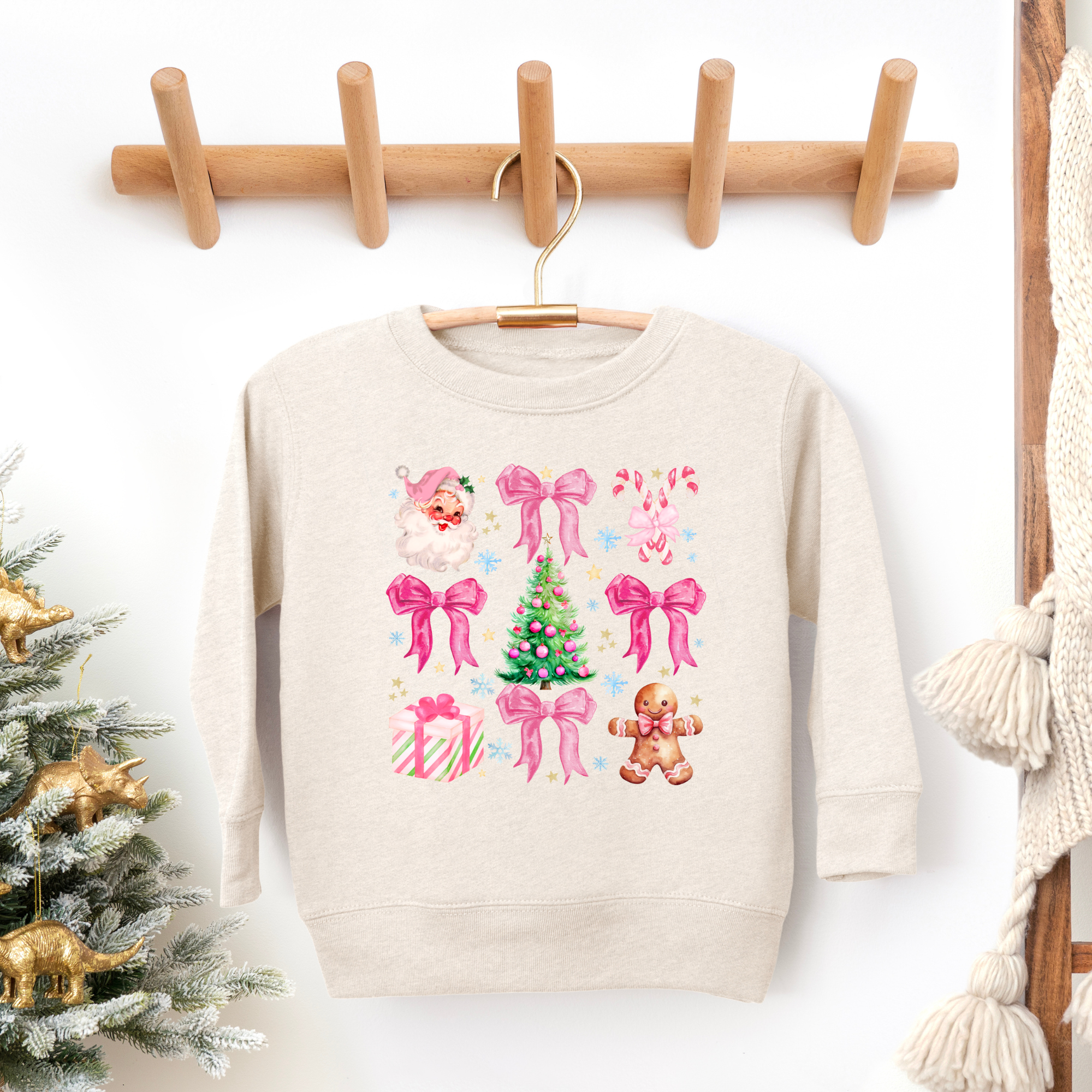 Vintage Santa Christmas Coquette Bow Sweatshirt