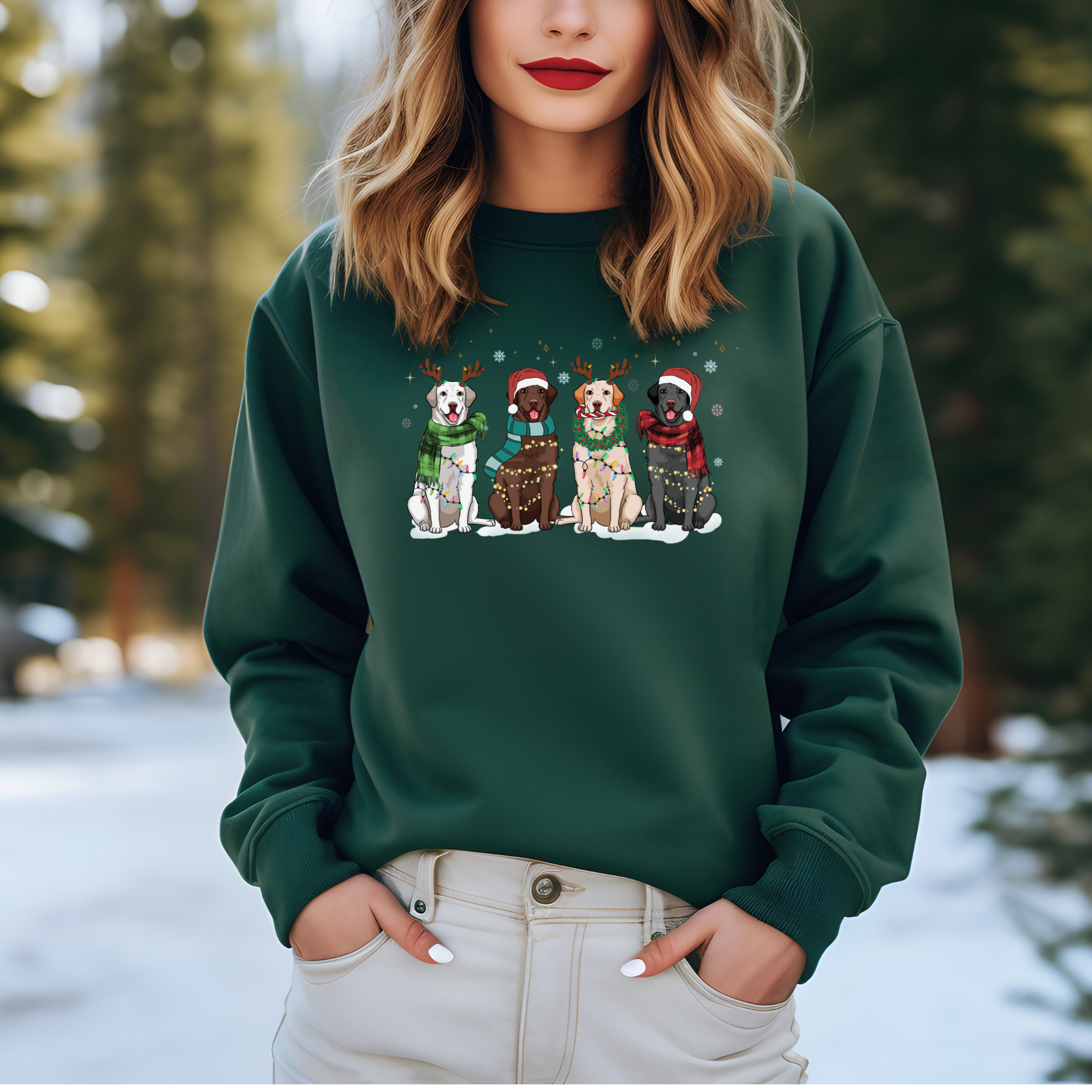 Christmas Dog Labradors Sweatshirt | Dog Christmas Sweatshirt