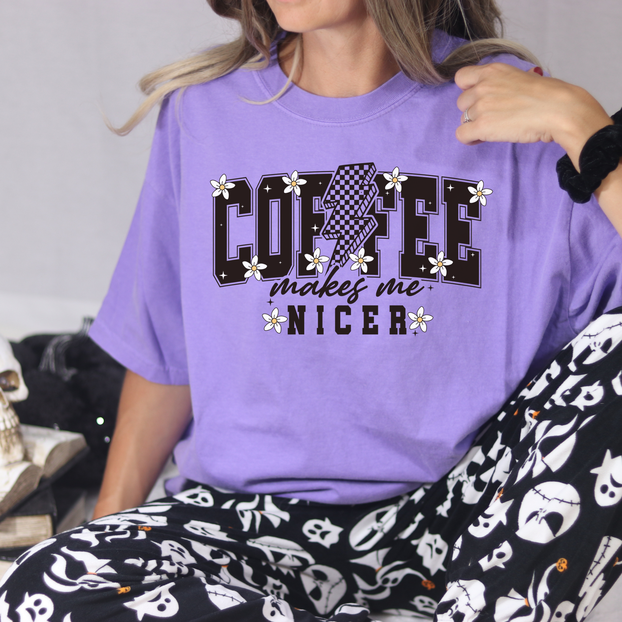 coffee makes me nicer tshirt. Funny coffee shirt.