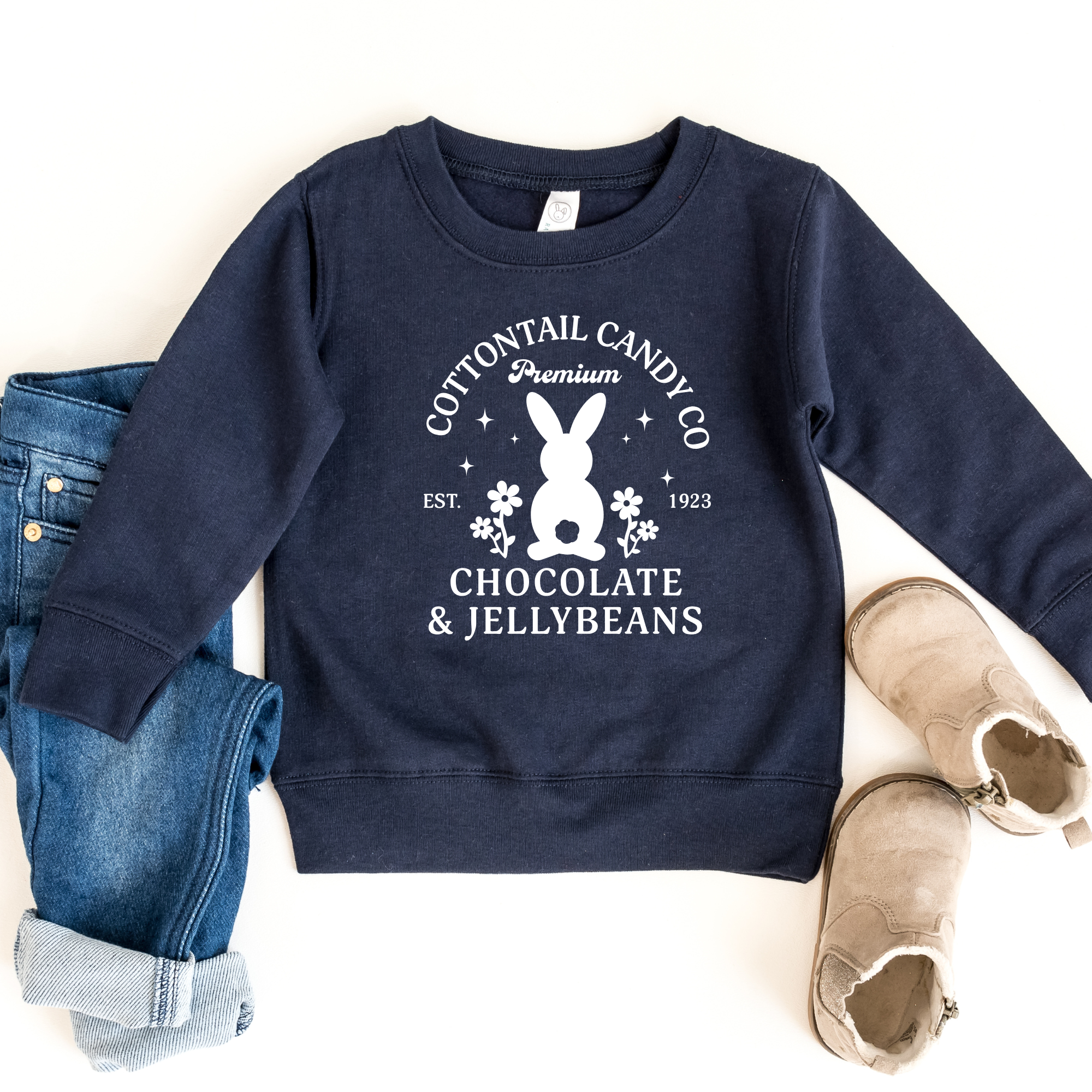 Cottontail candy co cute easter bunny sweatshirt. Kids easter sweatshirt for girls.