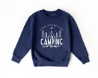 kids camping sweatshirt that says fire friends fun camping crew.