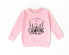 kids camping sweatshirt that says fire friends fun camping crew.