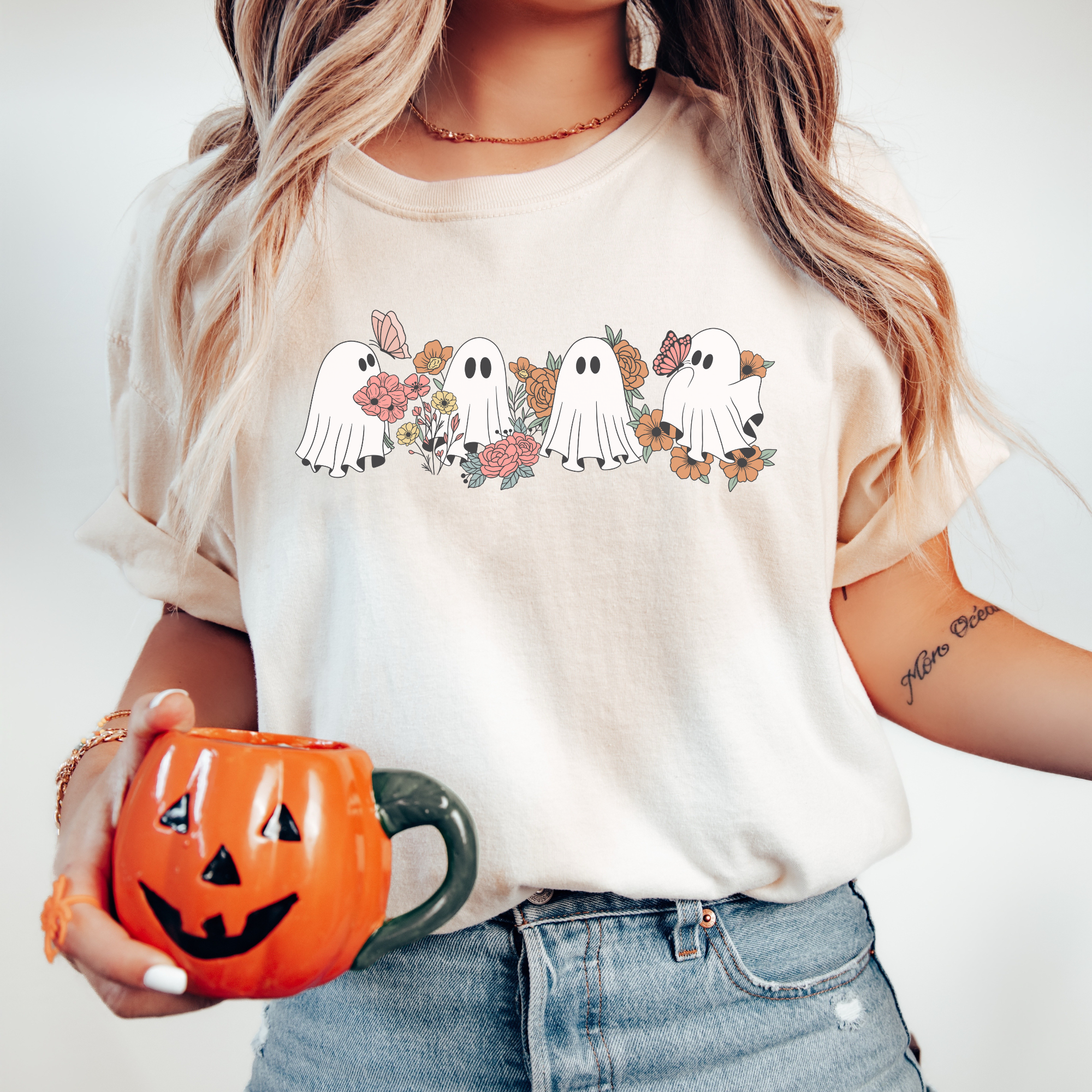 Floral Ghost T-Shirt | Women's Halloween Shirt
