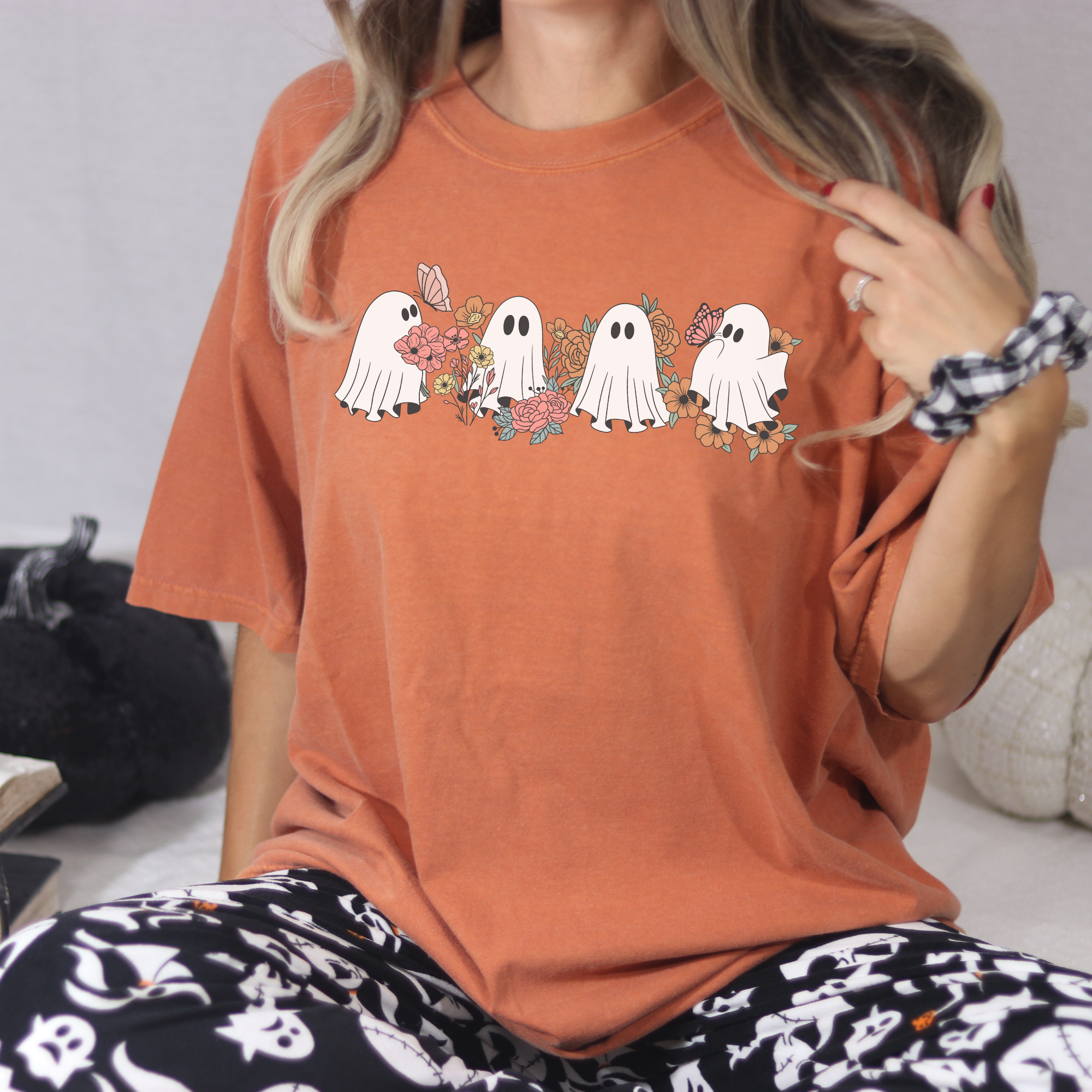 Floral Ghost T-Shirt | Women's Halloween Shirt