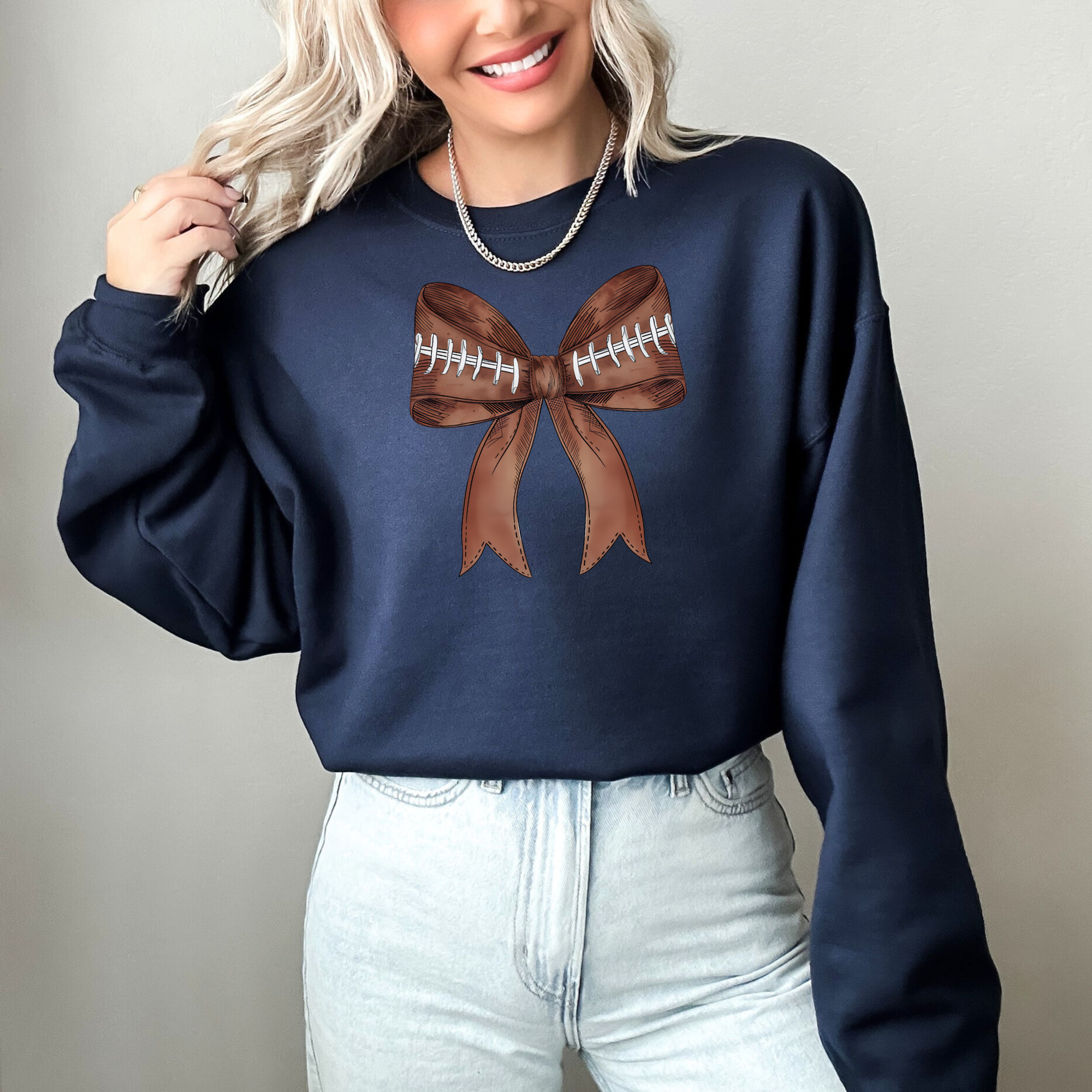 Football Coquette Bow Sweatshirt | Women's Football Sweatshirt