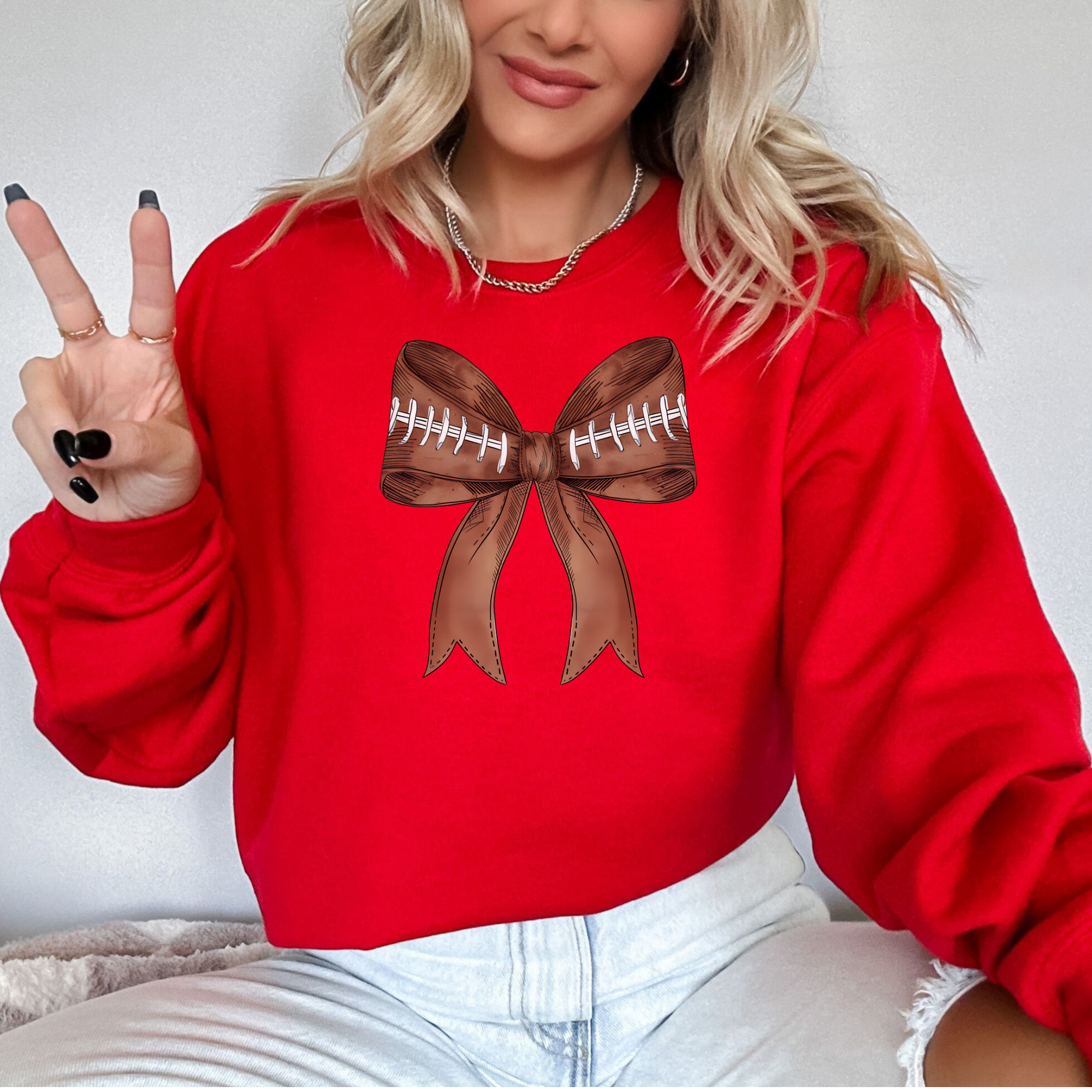 Football Coquette Bow Sweatshirt | Women's Football Sweatshirt