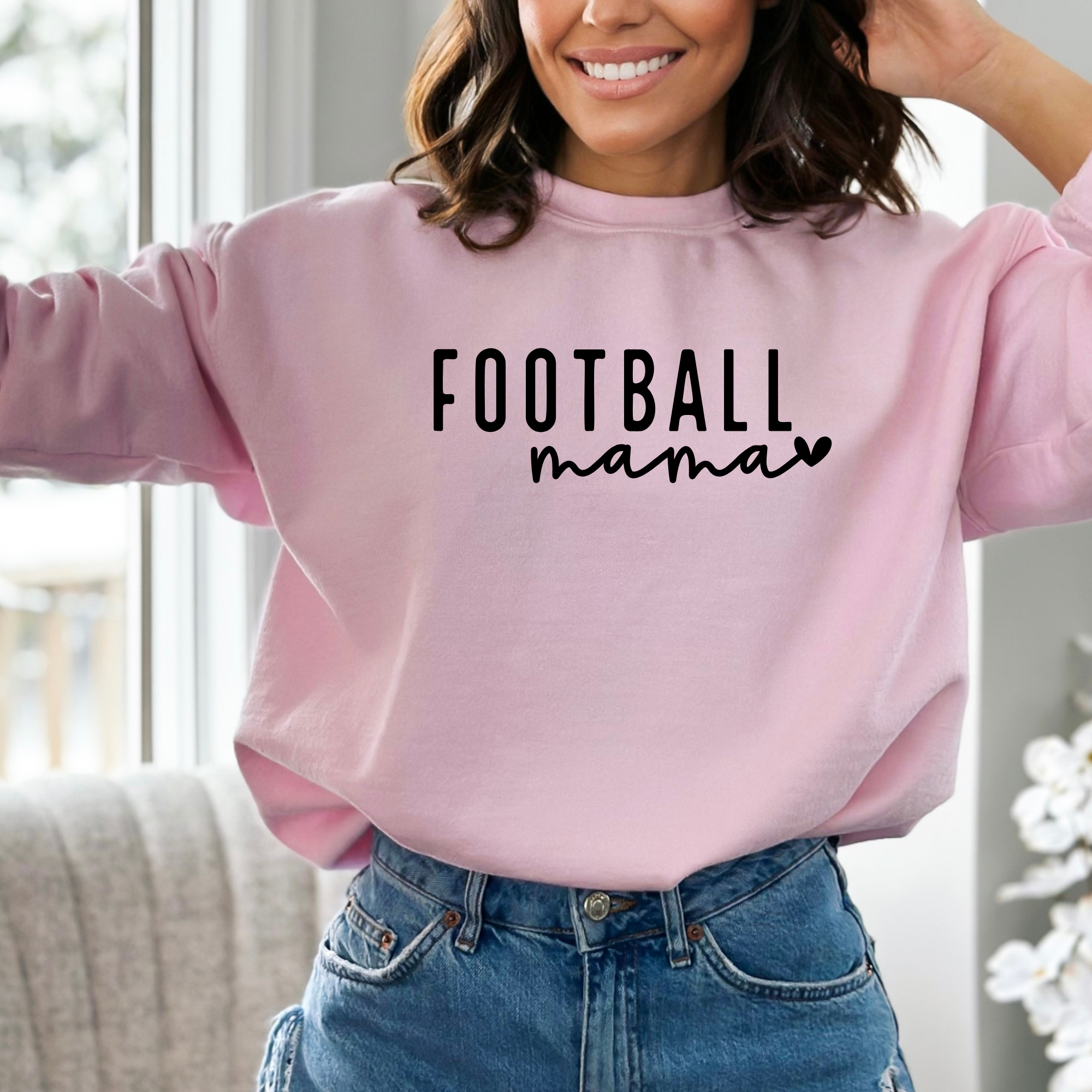 Football Mama Sweatshirt- Cursive Heart Design