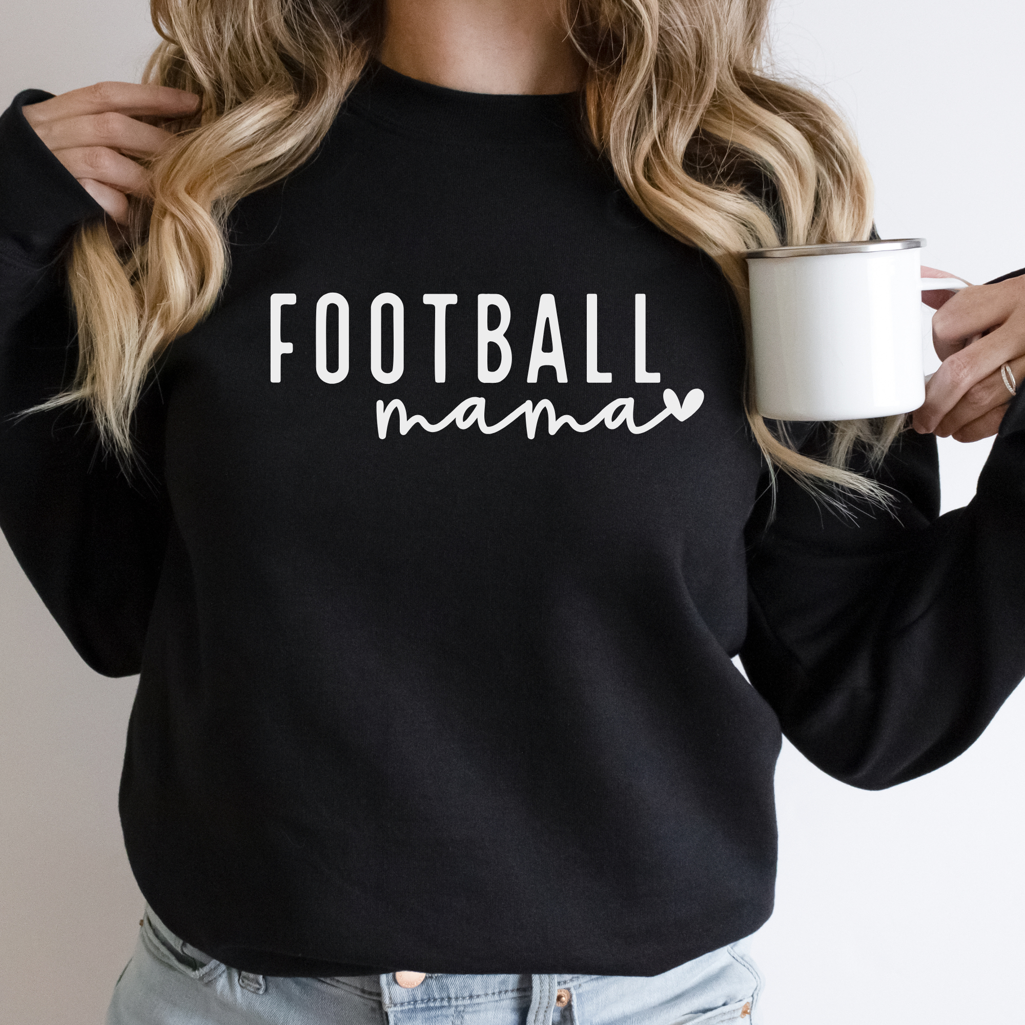 Football Mama Sweatshirt- Cursive Heart Design
