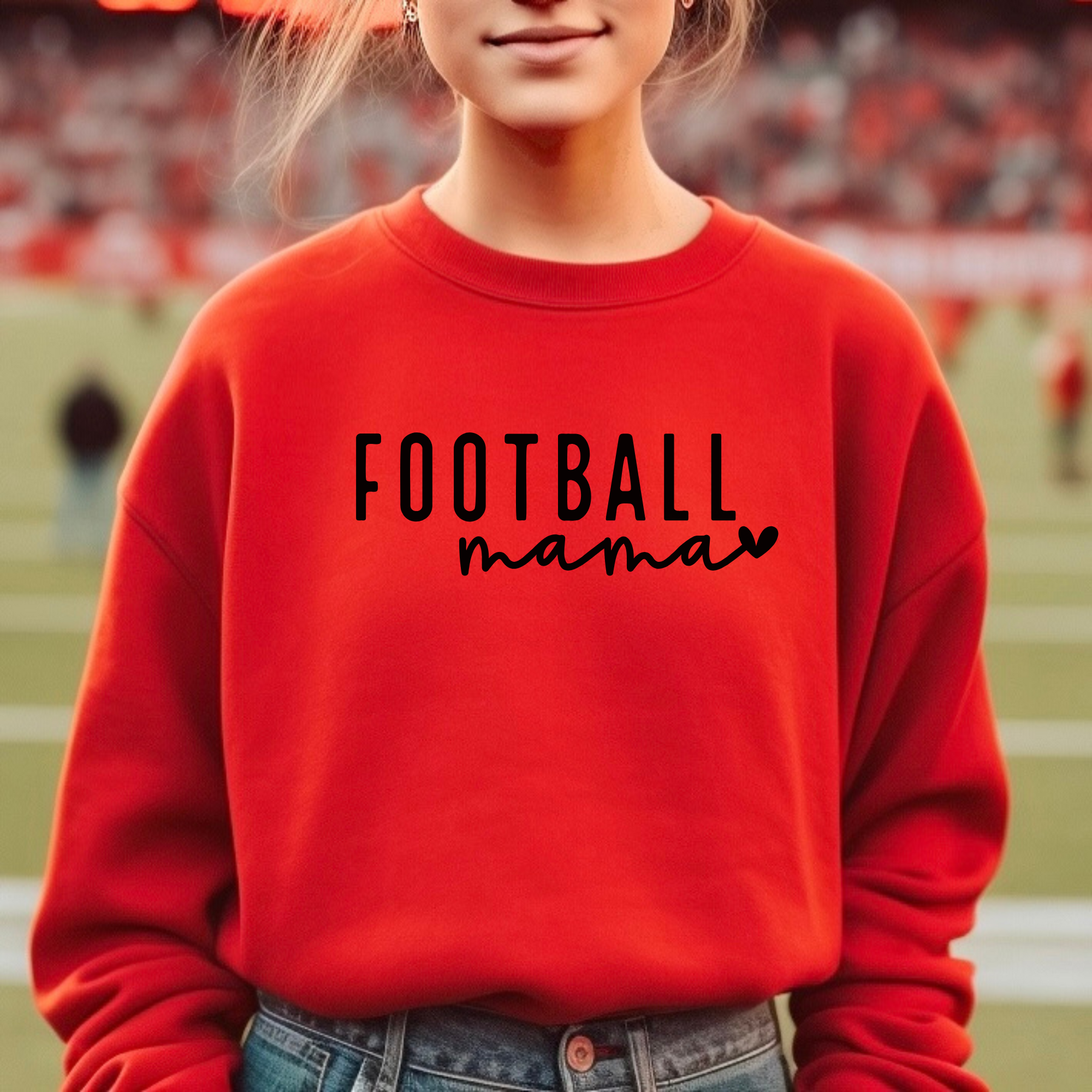 Football Mama Sweatshirt- Cursive Heart Design