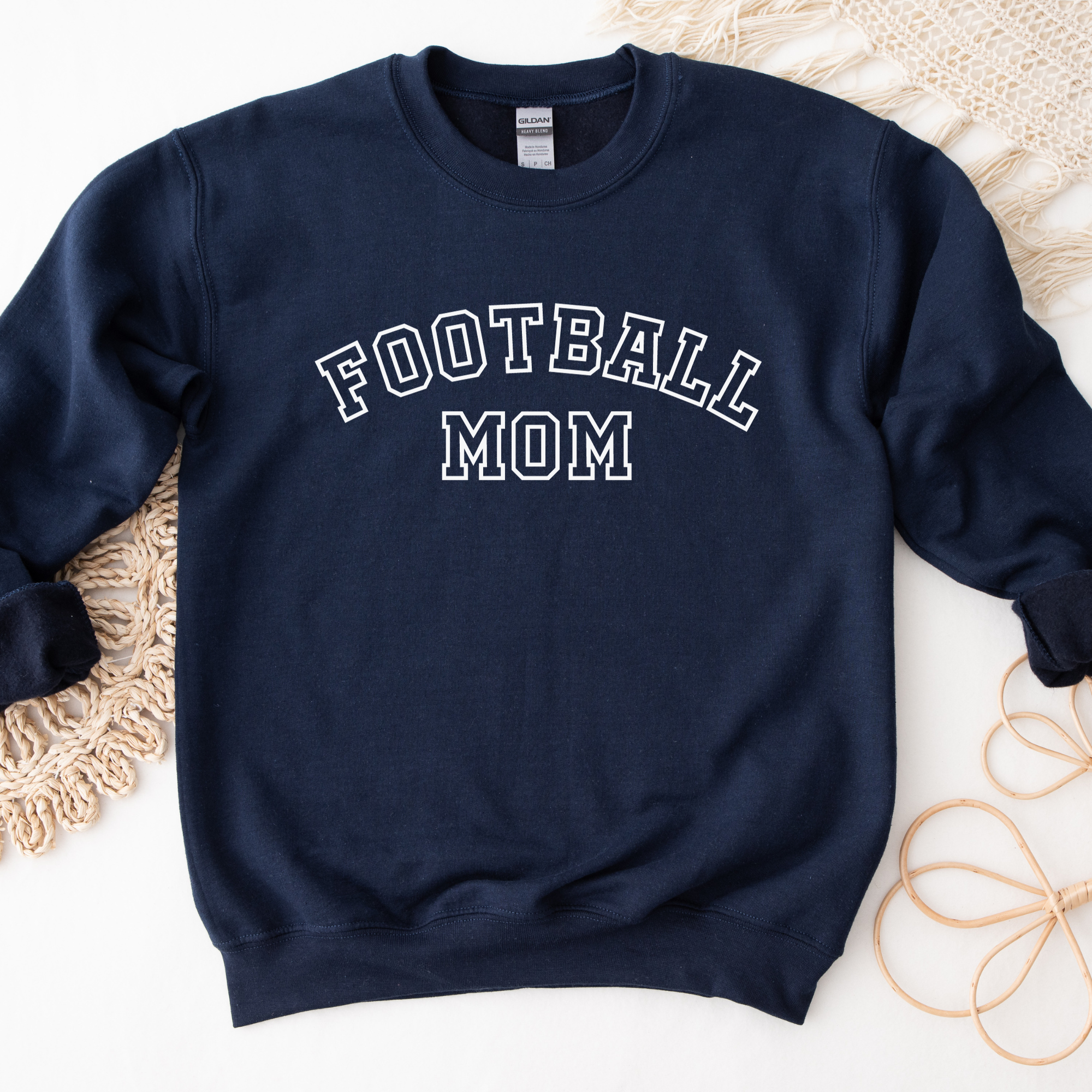 Football Mom Sweatshirt - College Text Outline