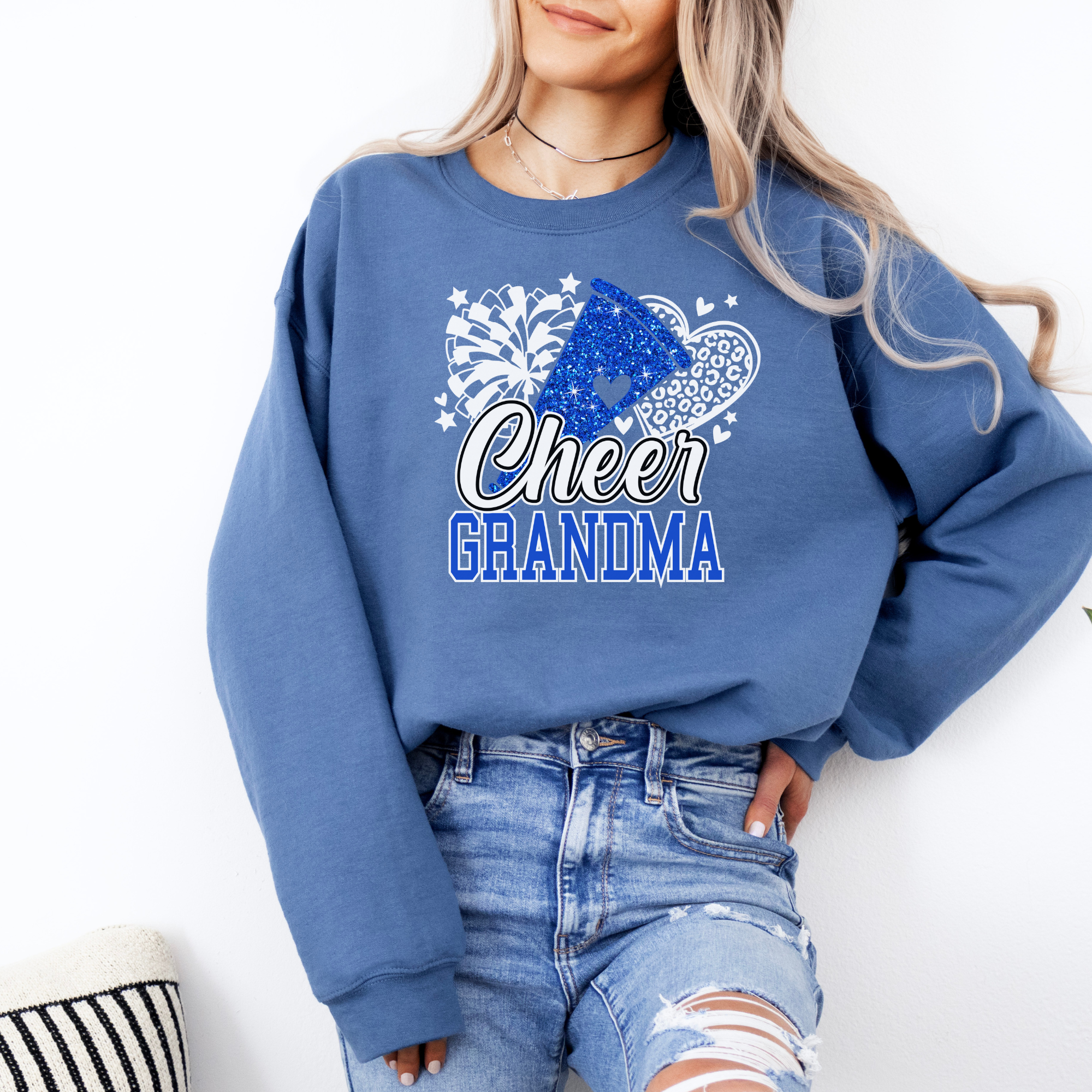 Glitter Cheer Grandma Sweatshirt | Cheerleader Grandma Sweatshirt
