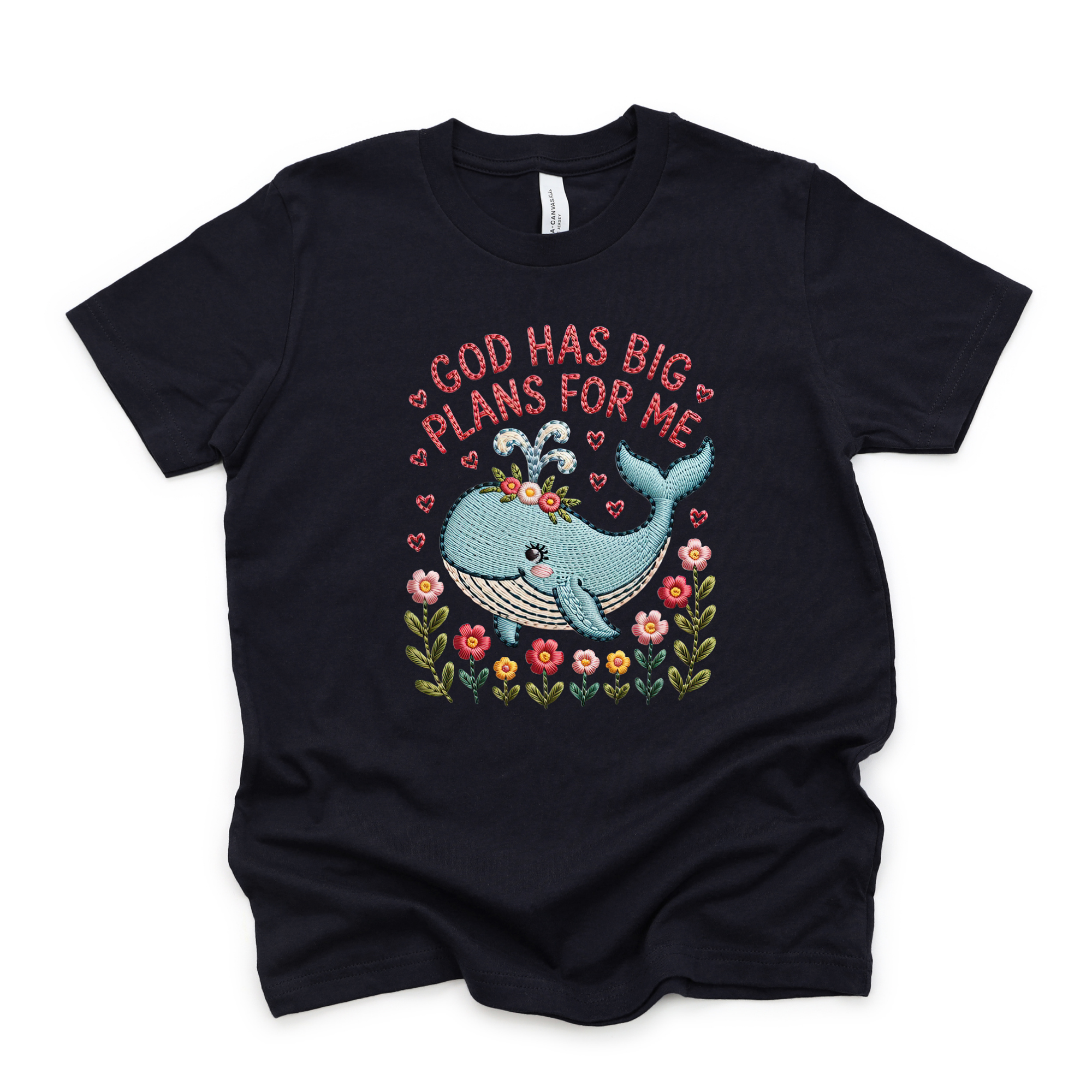 God Has Big Plans For Me Faux Embroidery T-Shirt