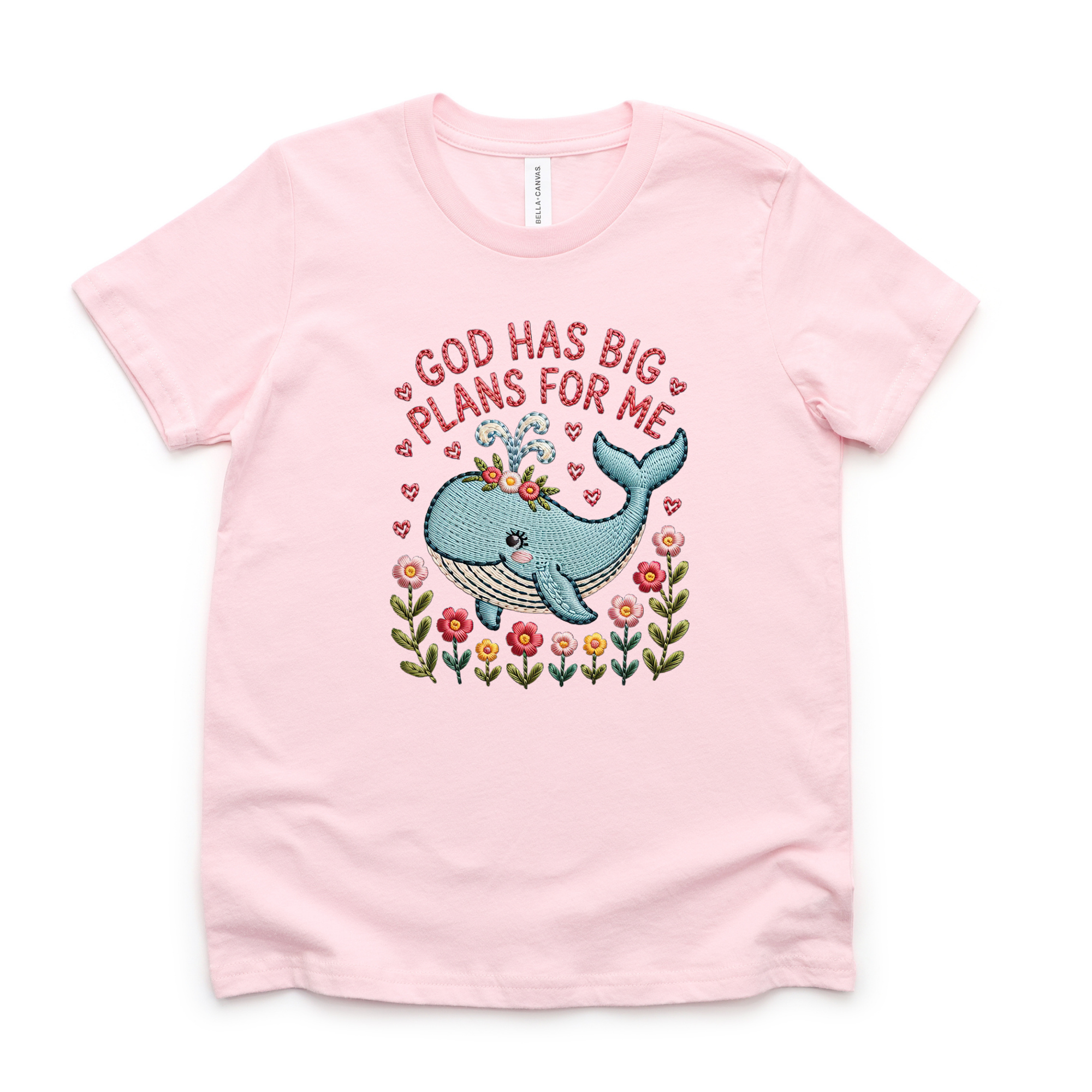 God Has Big Plans For Me Faux Embroidery T-Shirt