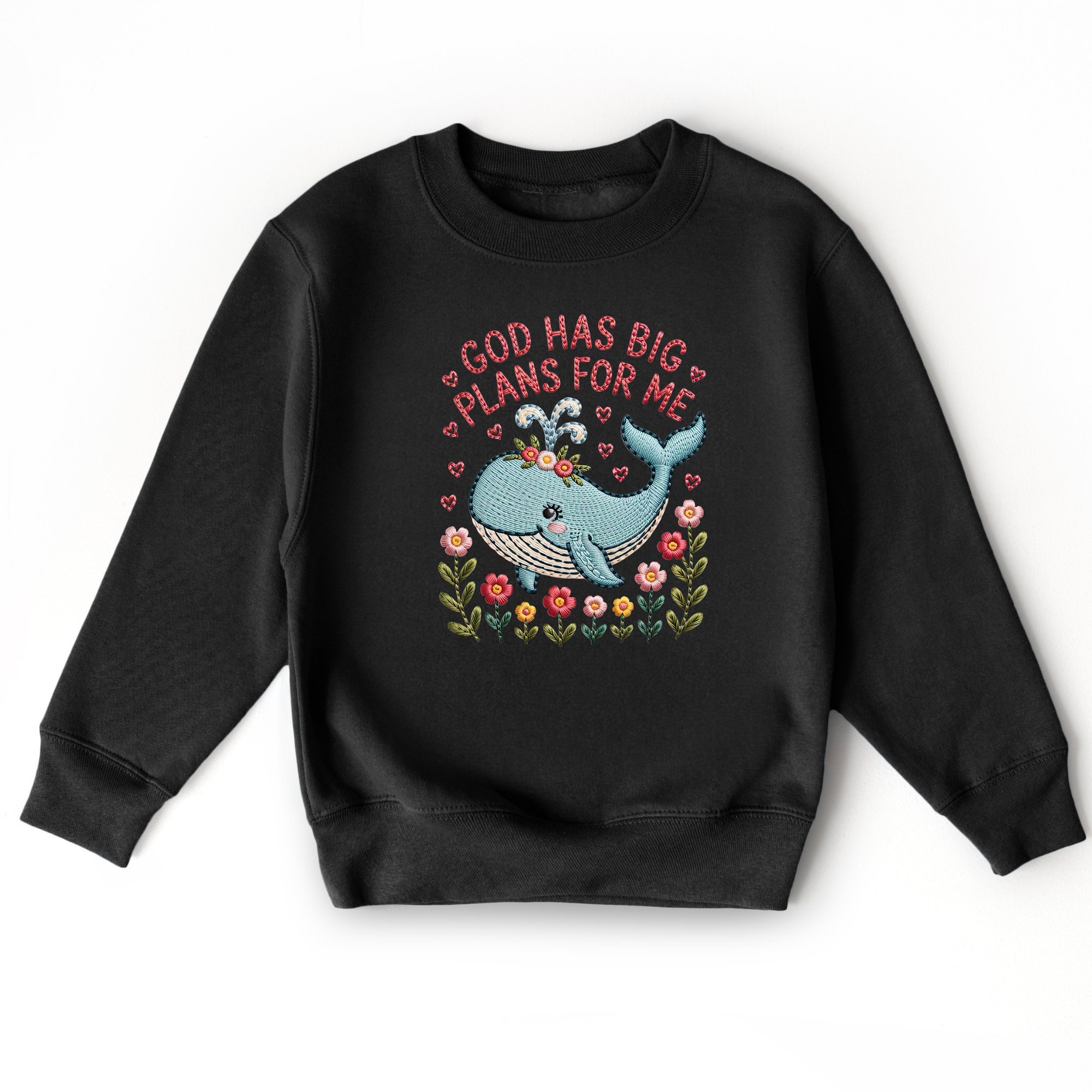 God Has Big Plans For Me Faux Embroidery Sweatshirt | Kids Christian Sweatshirt