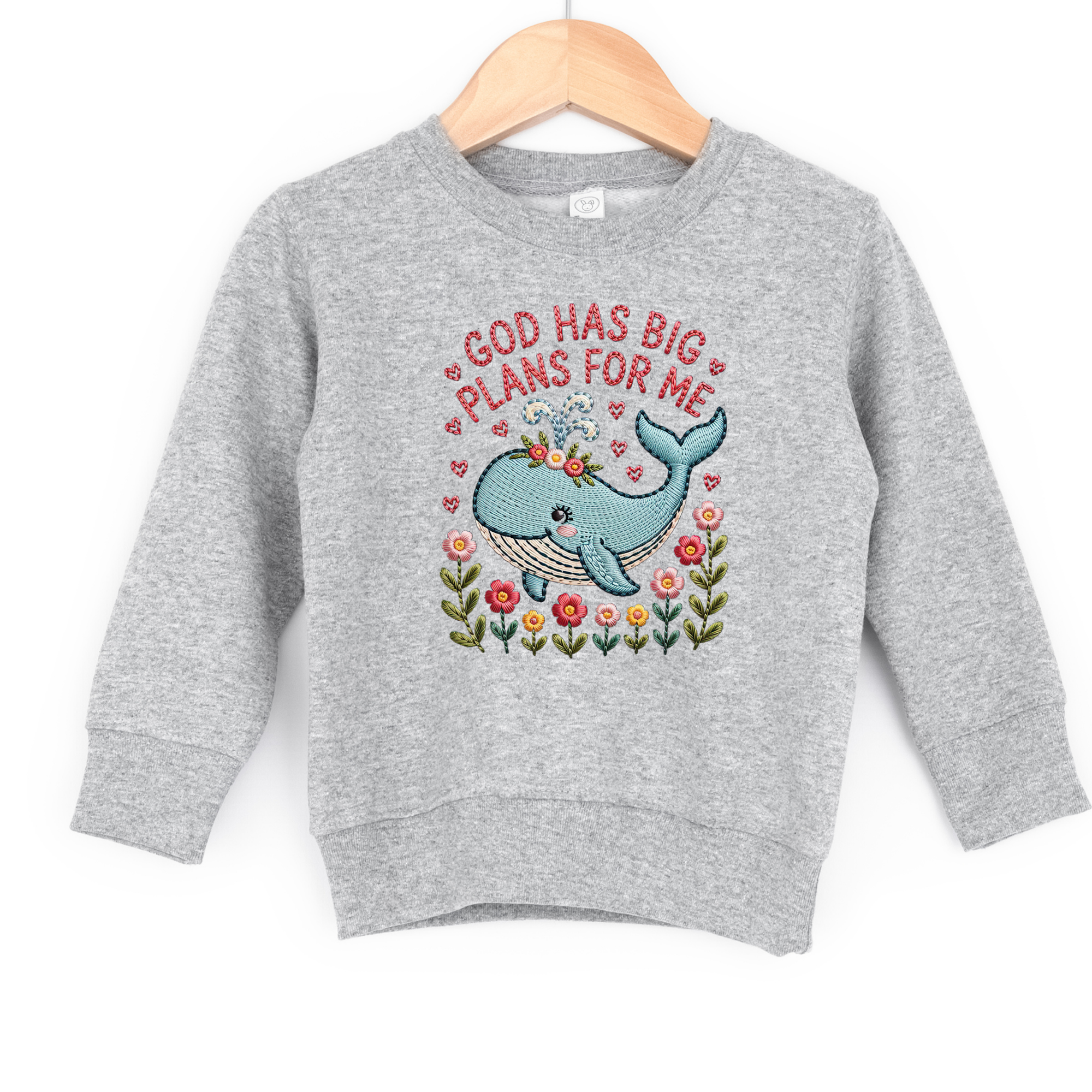 God Has Big Plans For Me Faux Embroidery Sweatshirt | Kids Christian Sweatshirt