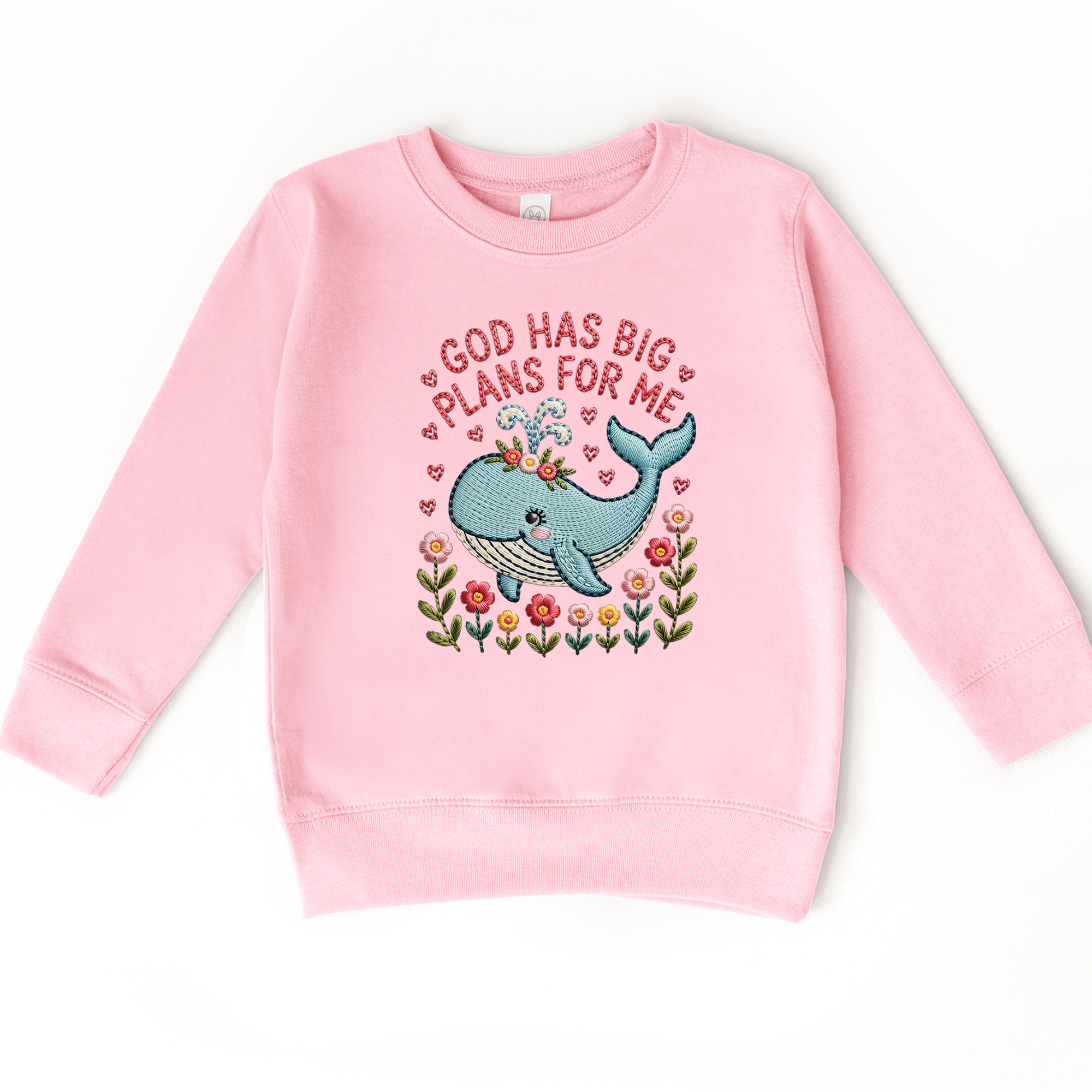 God Has Big Plans For Me Faux Embroidery Sweatshirt | Kids Christian Sweatshirt