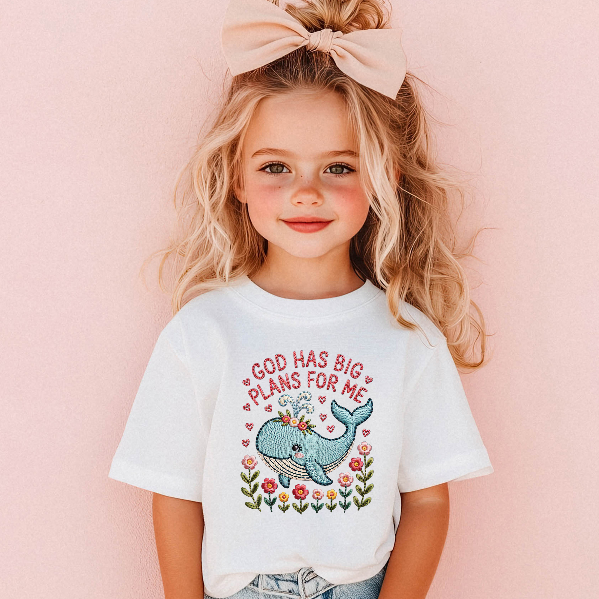 God Has Big Plans For Me Faux Embroidery T-Shirt