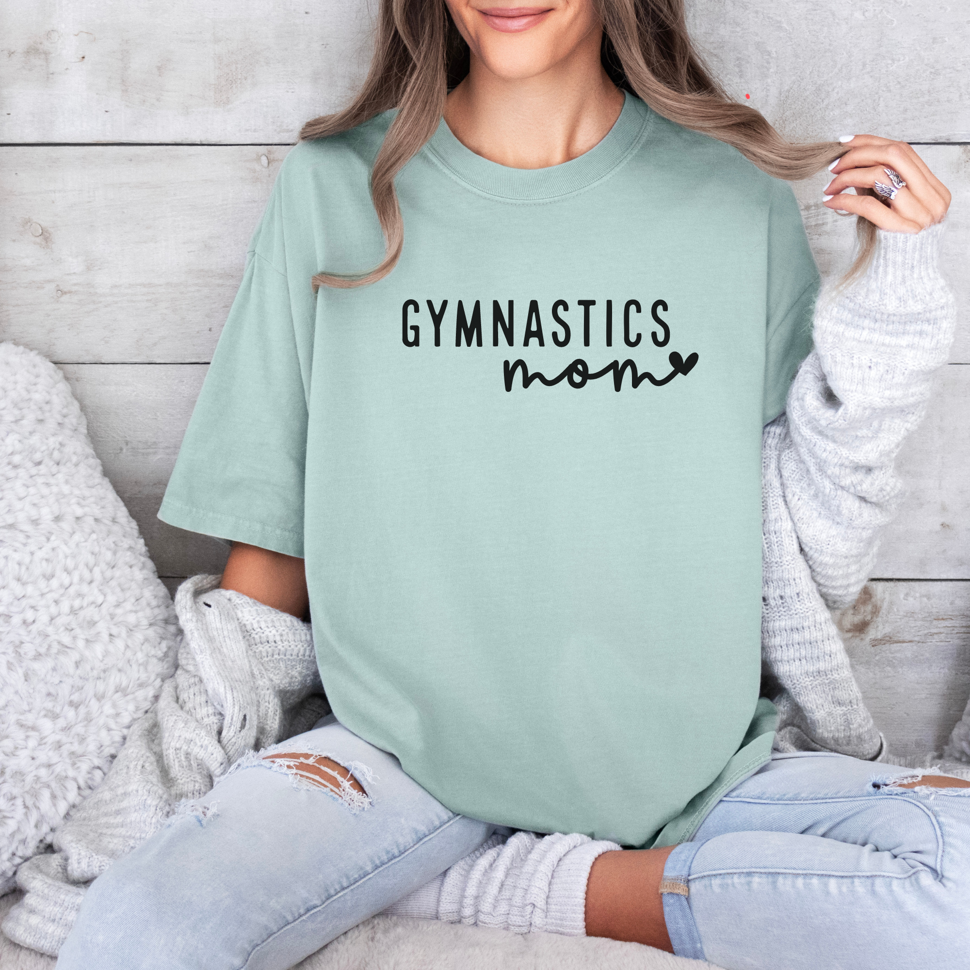 Gymnastics mom tshirt in a comfort colors tee