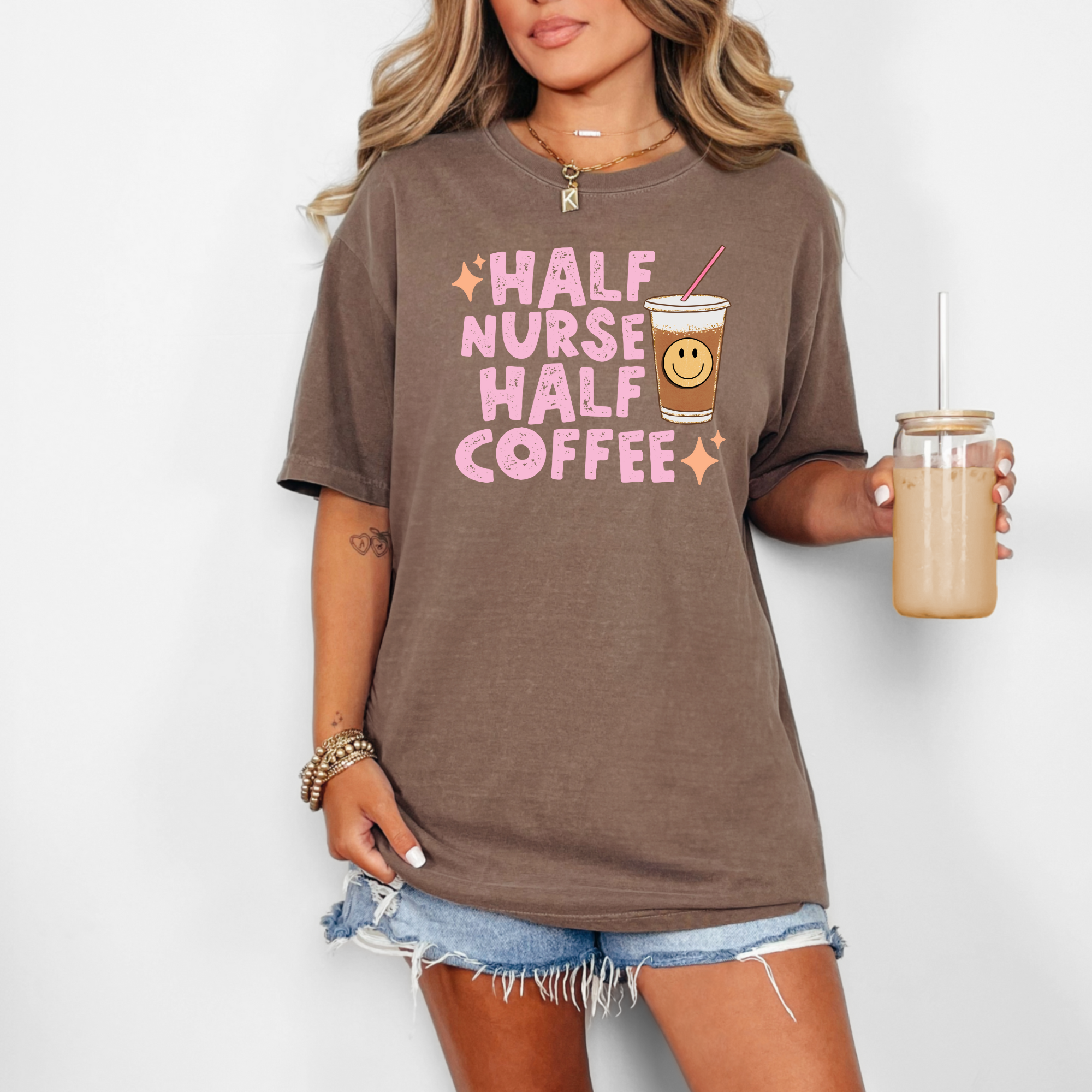 Retro Inspired Half Nurse Half Coffee Shirt | Funny Nurse Shirt
