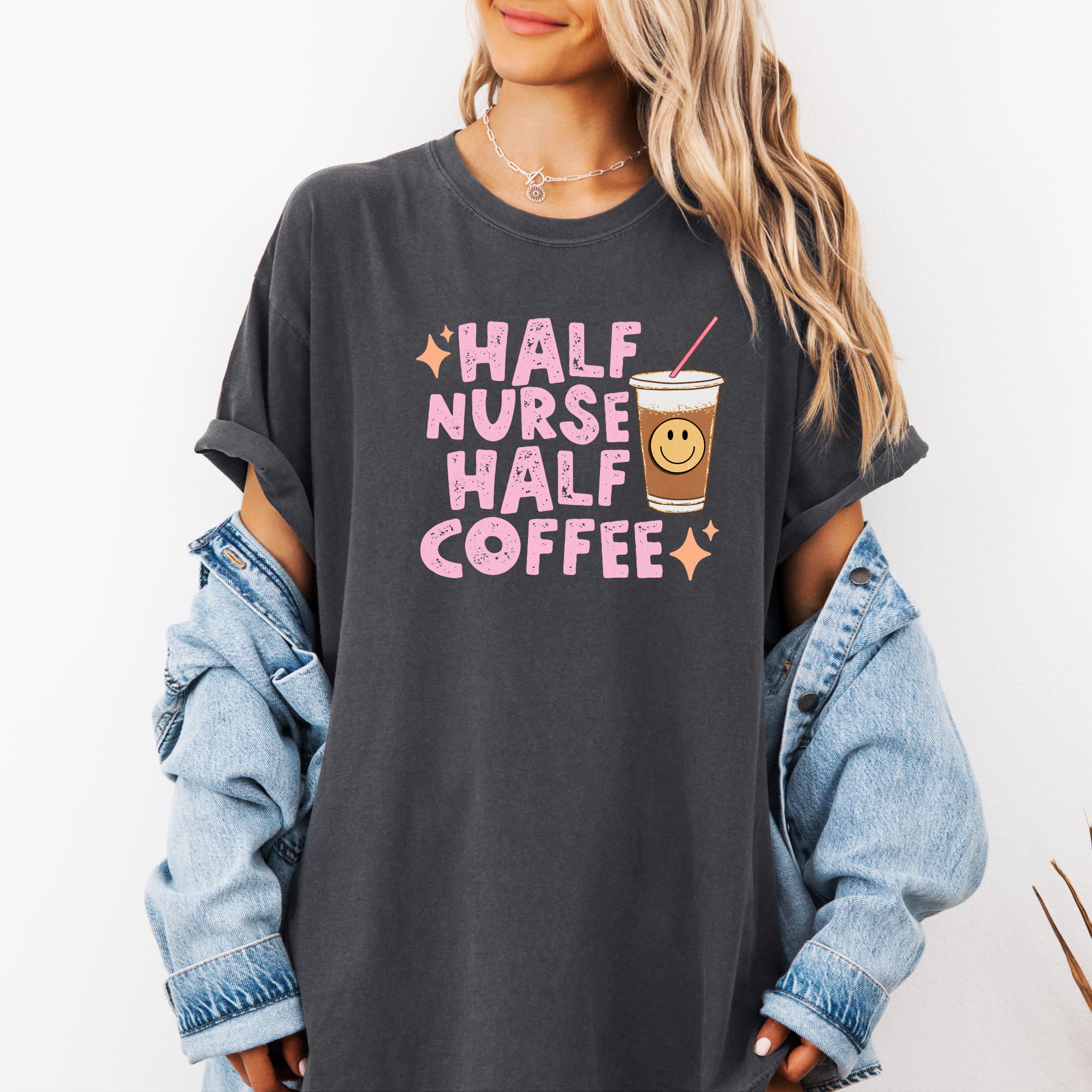 Retro Inspired Half Nurse Half Coffee Shirt | Funny Nurse Shirt