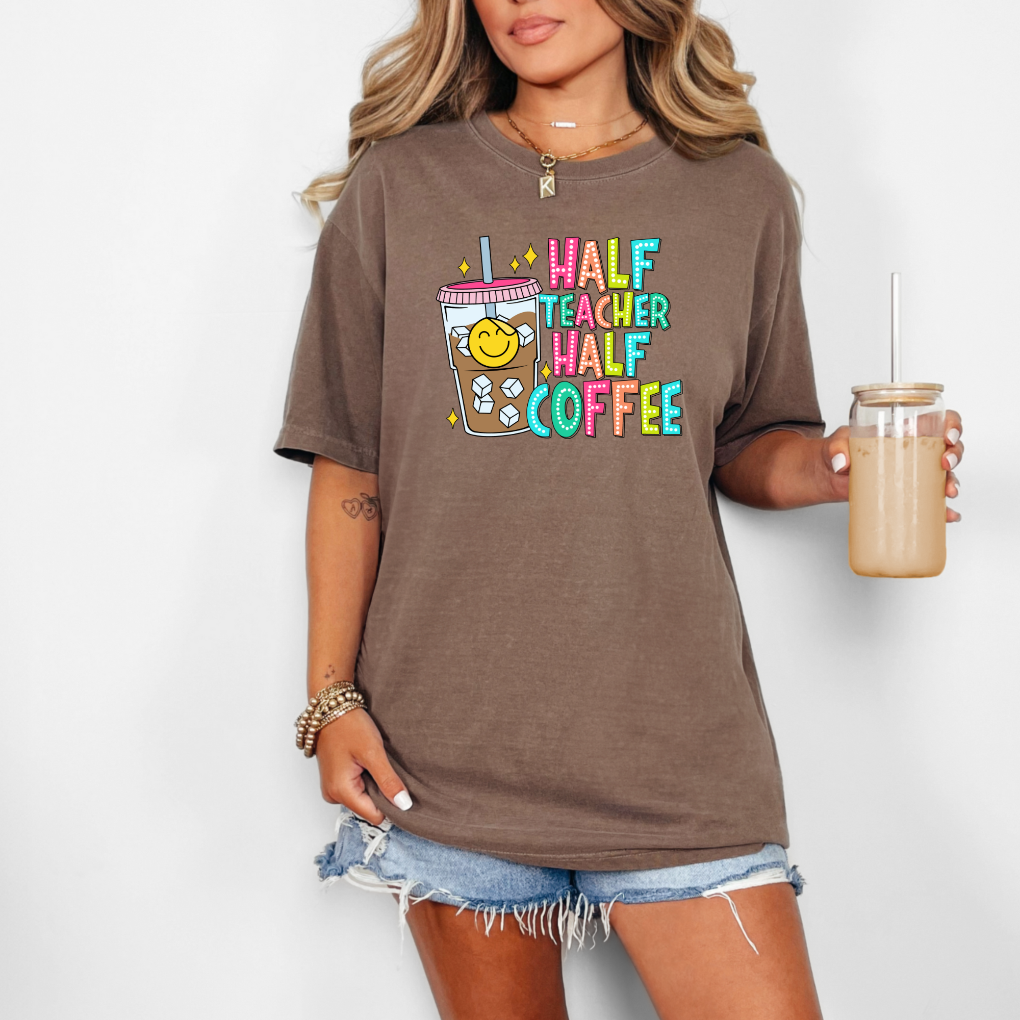 Half Teacher Half Coffee Shirt | Funny Teacher Shirt