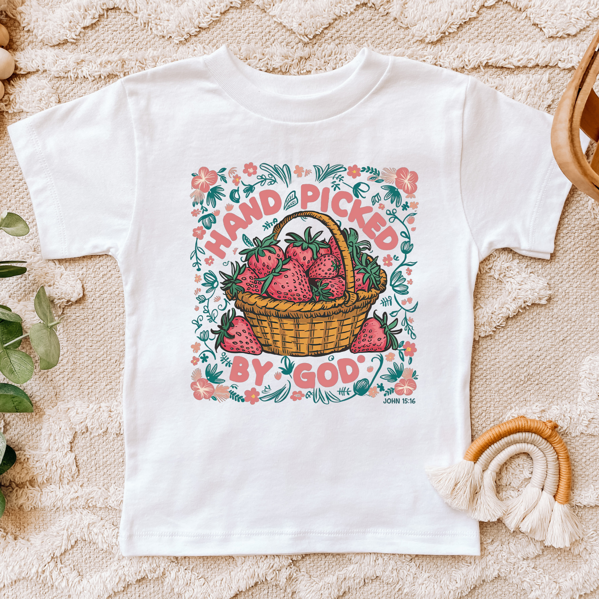toddler girl christian shirt. Hand picked by God kids spring tshirt.