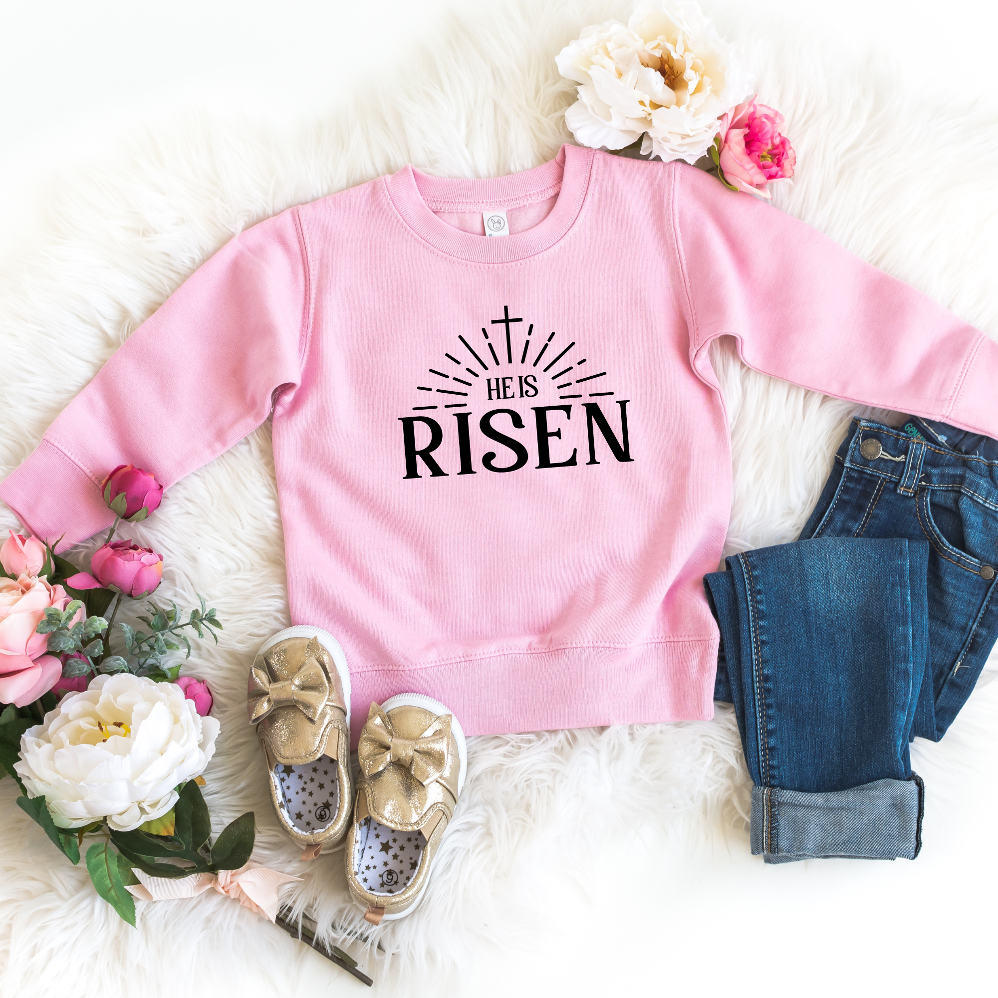 He is risen kids easter sweatshirt