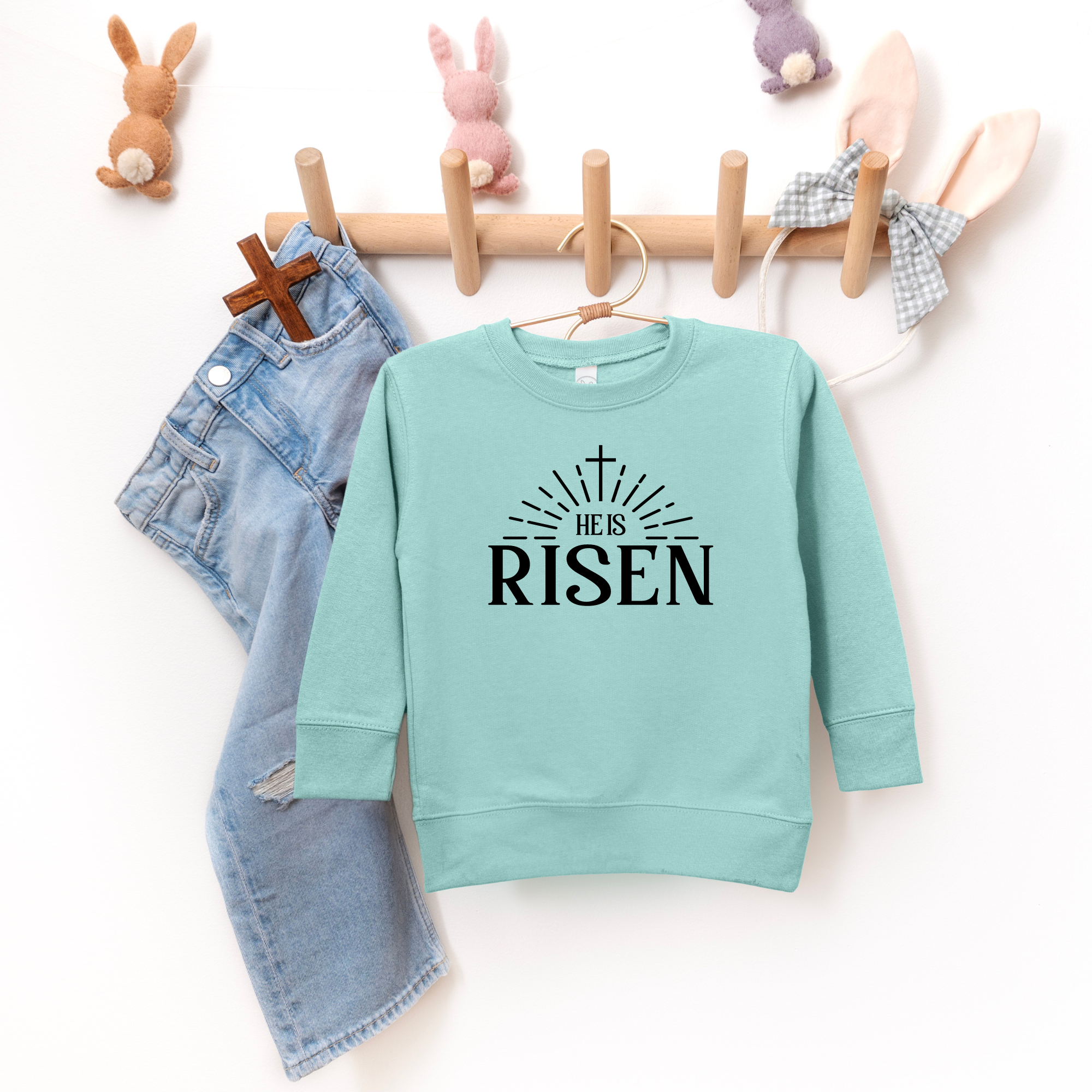 He is risen kids easter sweatshirt