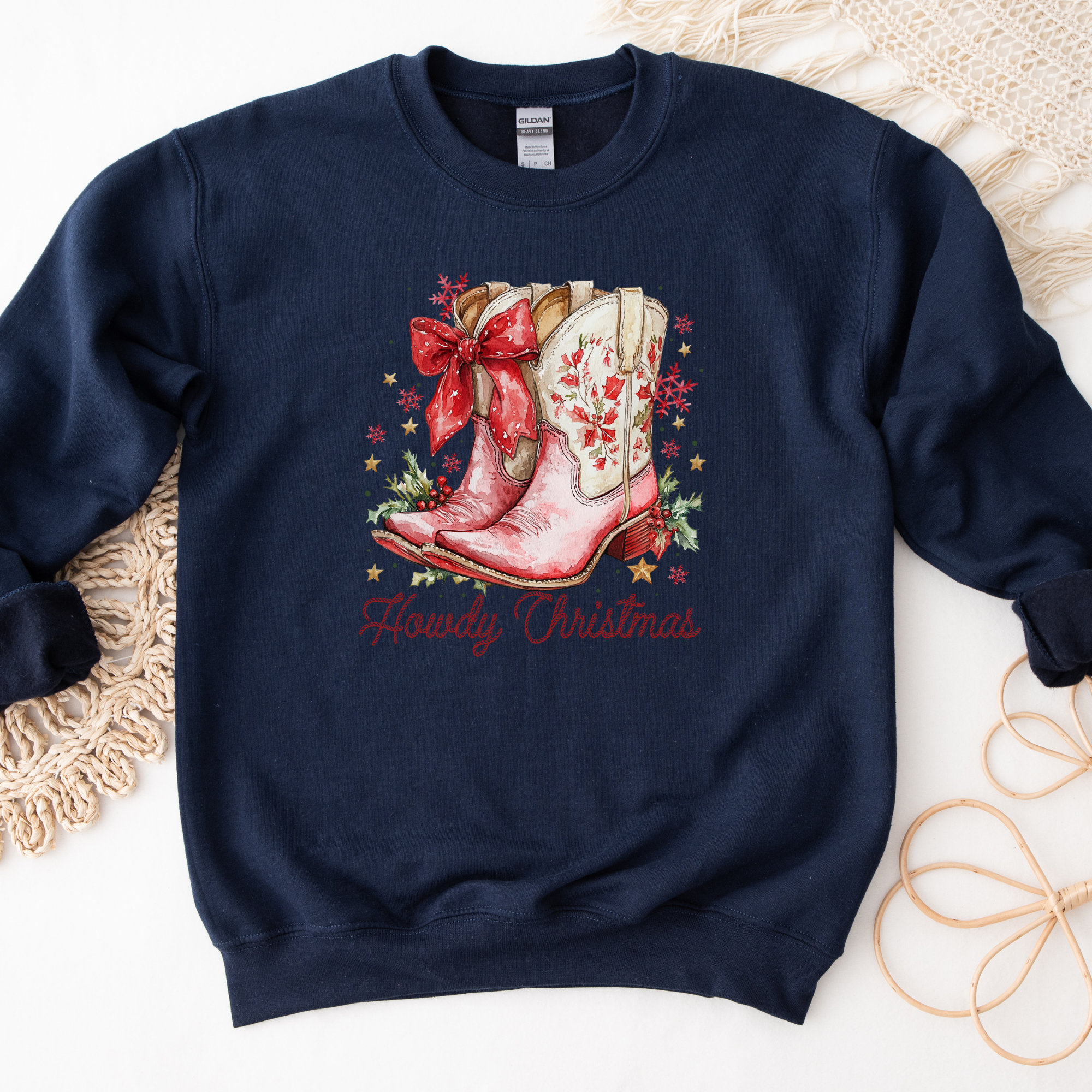 Howdy Christmas Boots Sweatshirt | Western Christmas Shirt