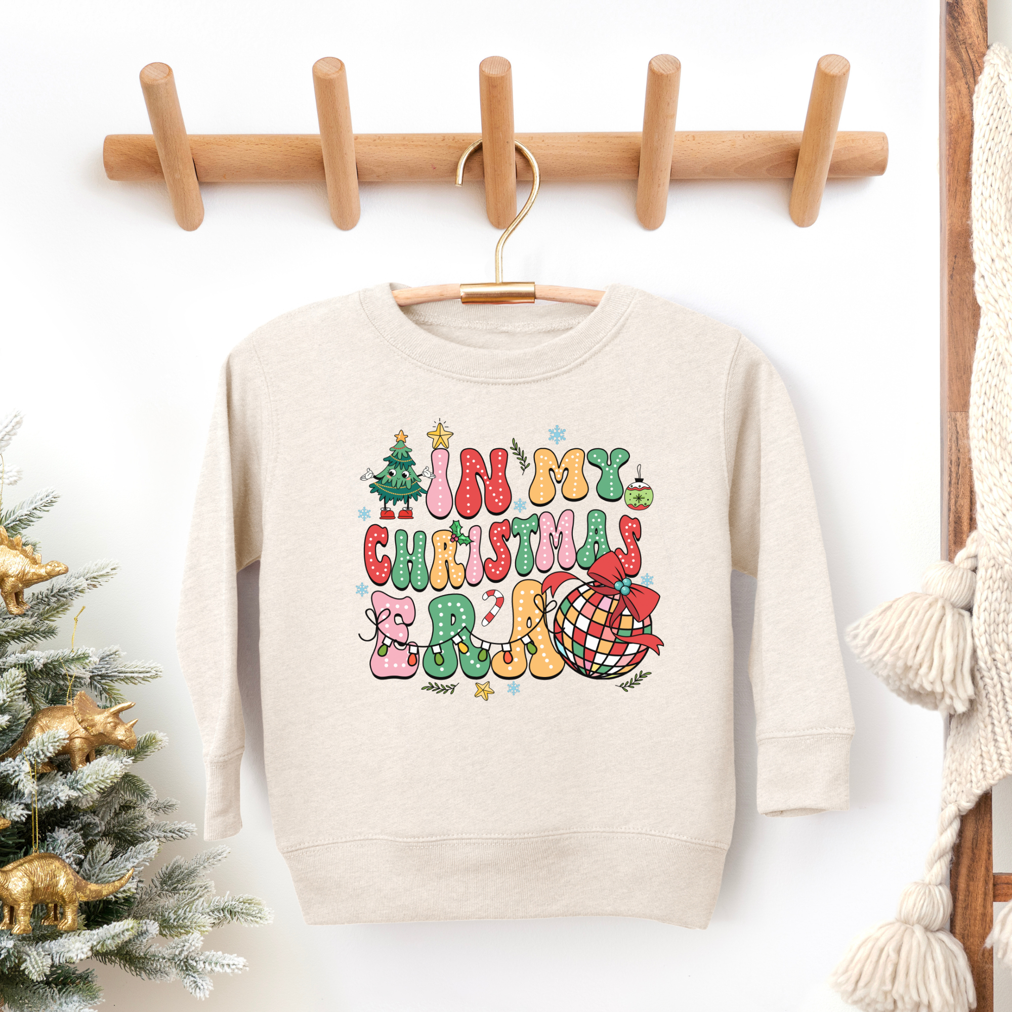In my Christmas era Taylor Swift inspired holiday sweatshirt for kids and toddler aged children.