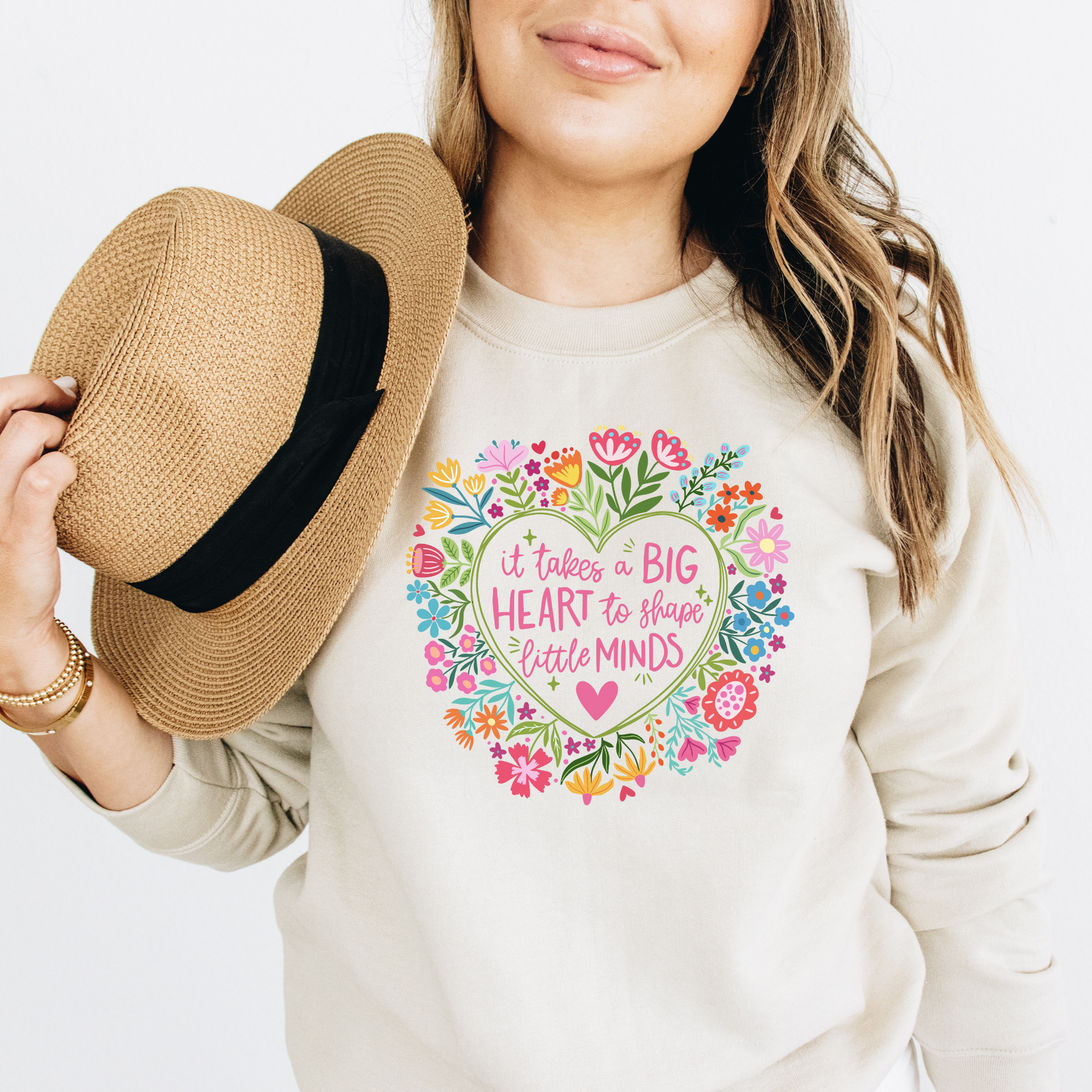 It Takes A Big Heart To Shape Little Minds Sweatshirt | Teacher Sweatshirt