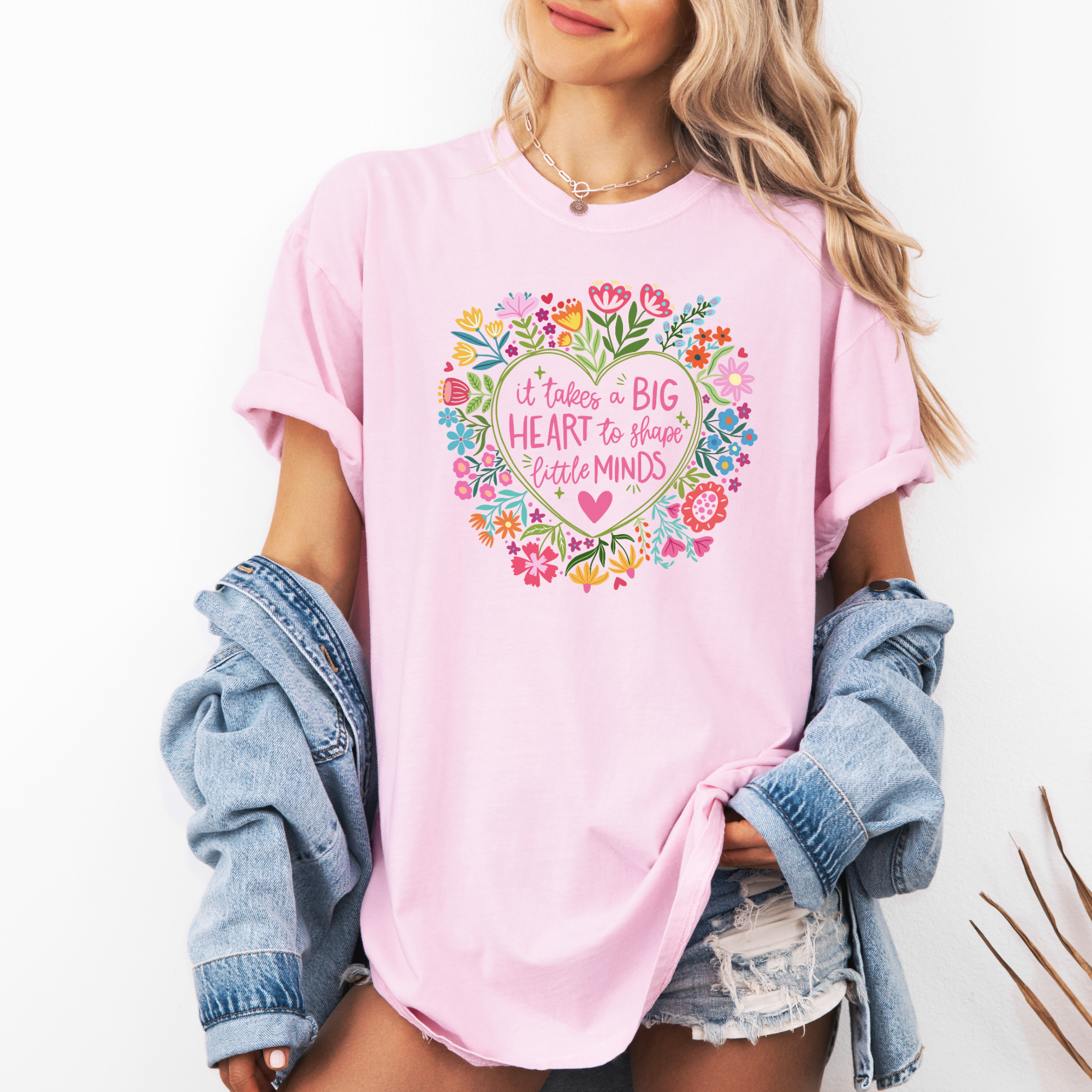 It Takes A Big Heart To Shape Little Minds T-Shirt | Teacher T-Shirt