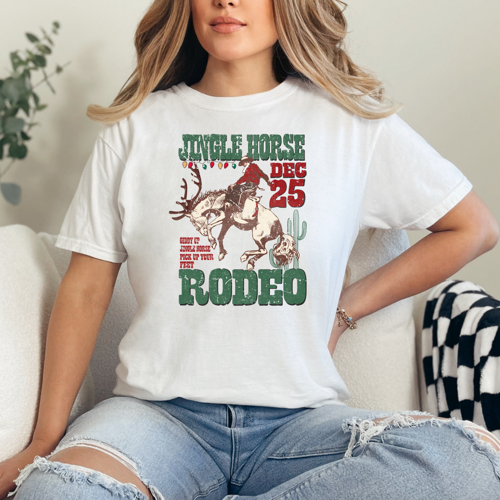 Jingle Horse Rodeo T-Shirt | Western Christmas Shirt
