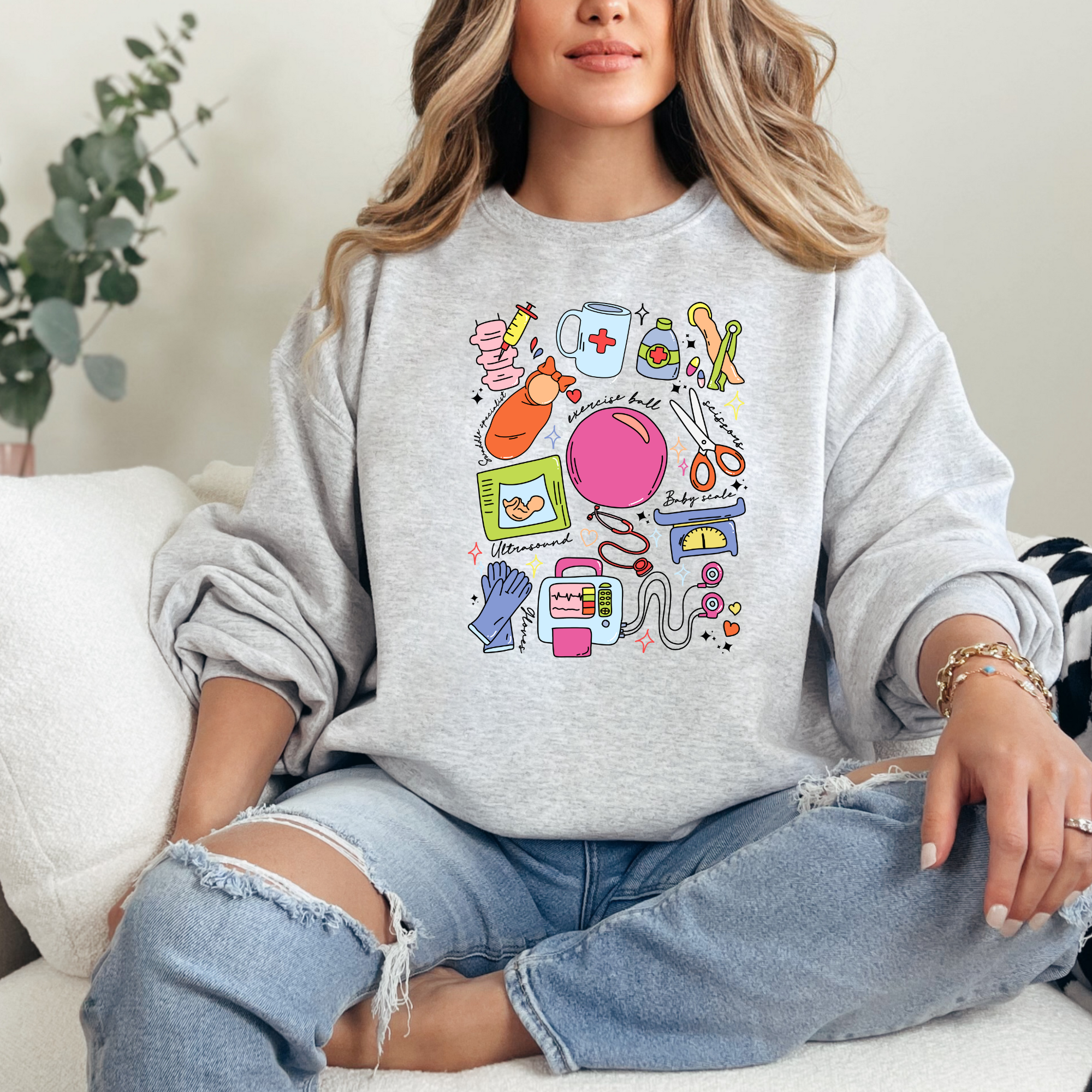 Labor and delivery sweatshirt for a mother baby nurse