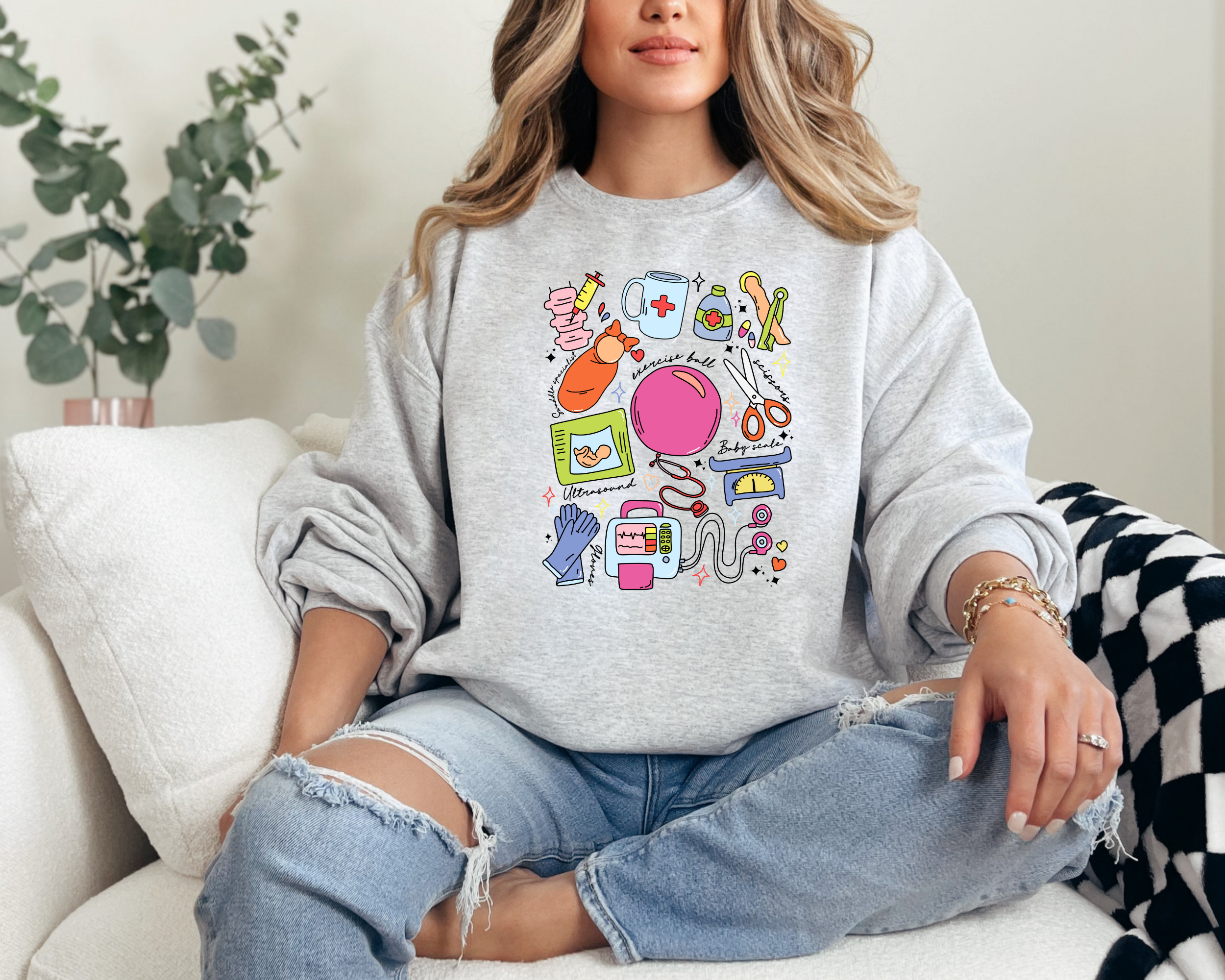 Labor and delivery sweatshirt for a mother baby nurse