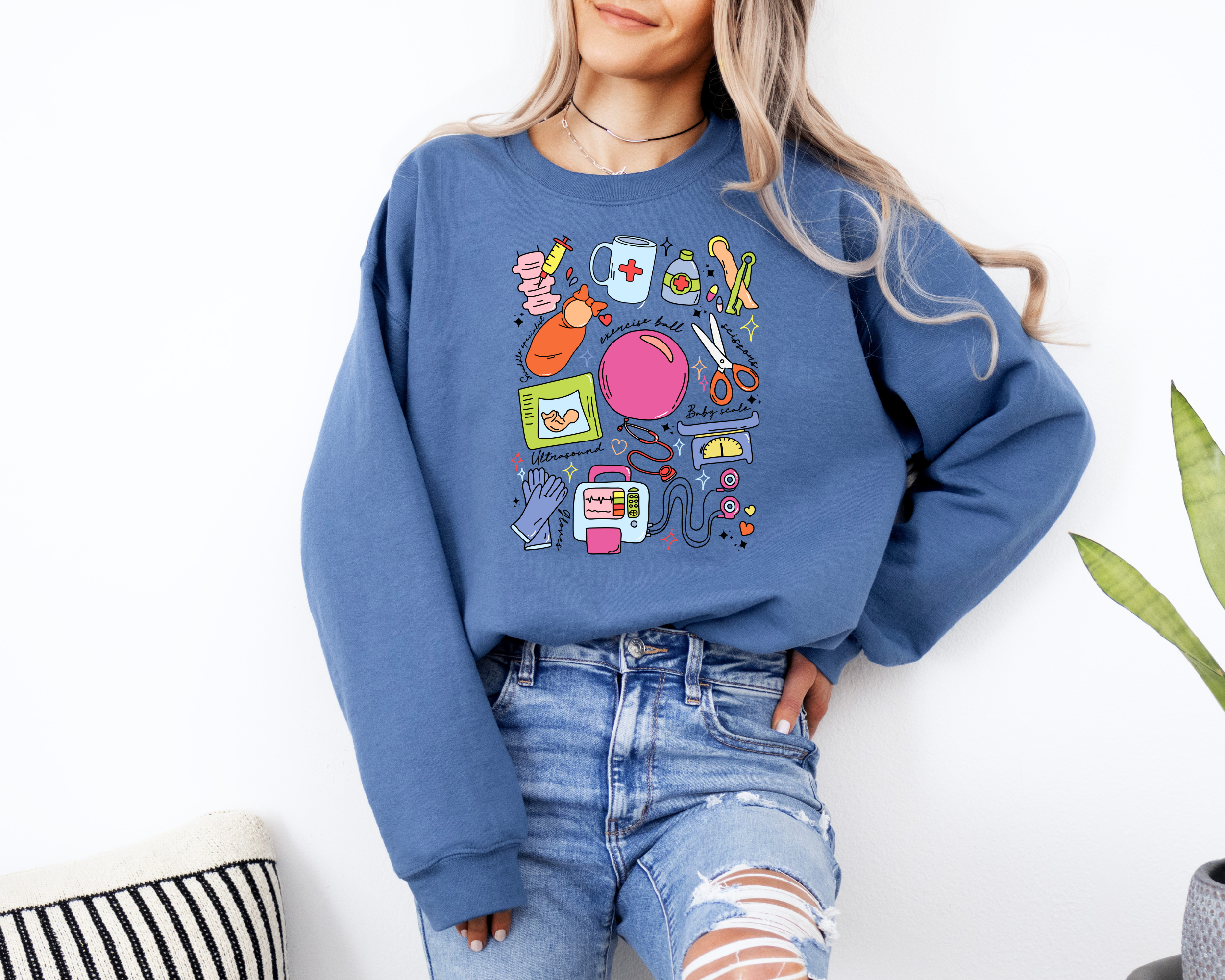 Labor and delivery sweatshirt for a mother baby nurse