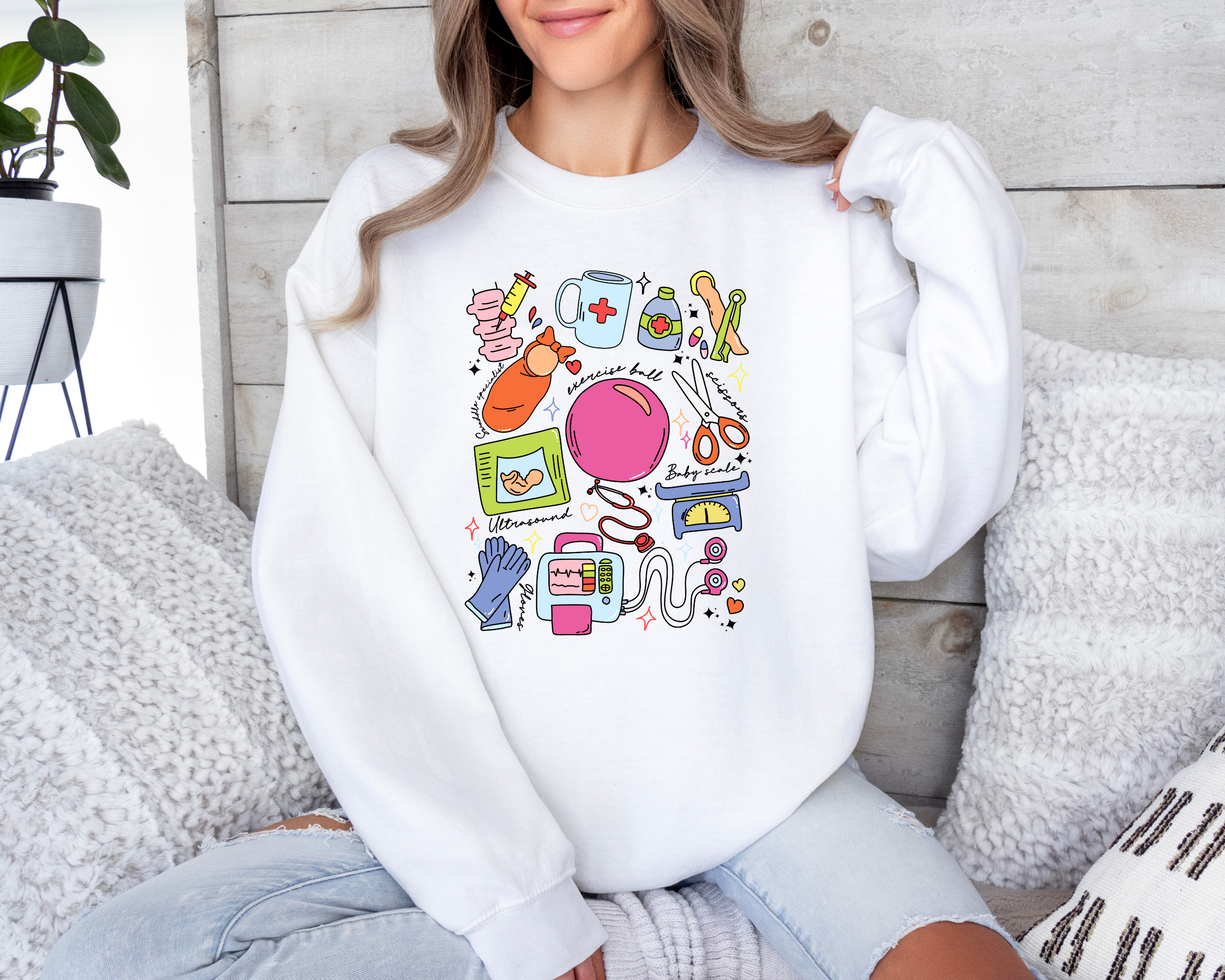 Labor and delivery sweatshirt for a mother baby nurse