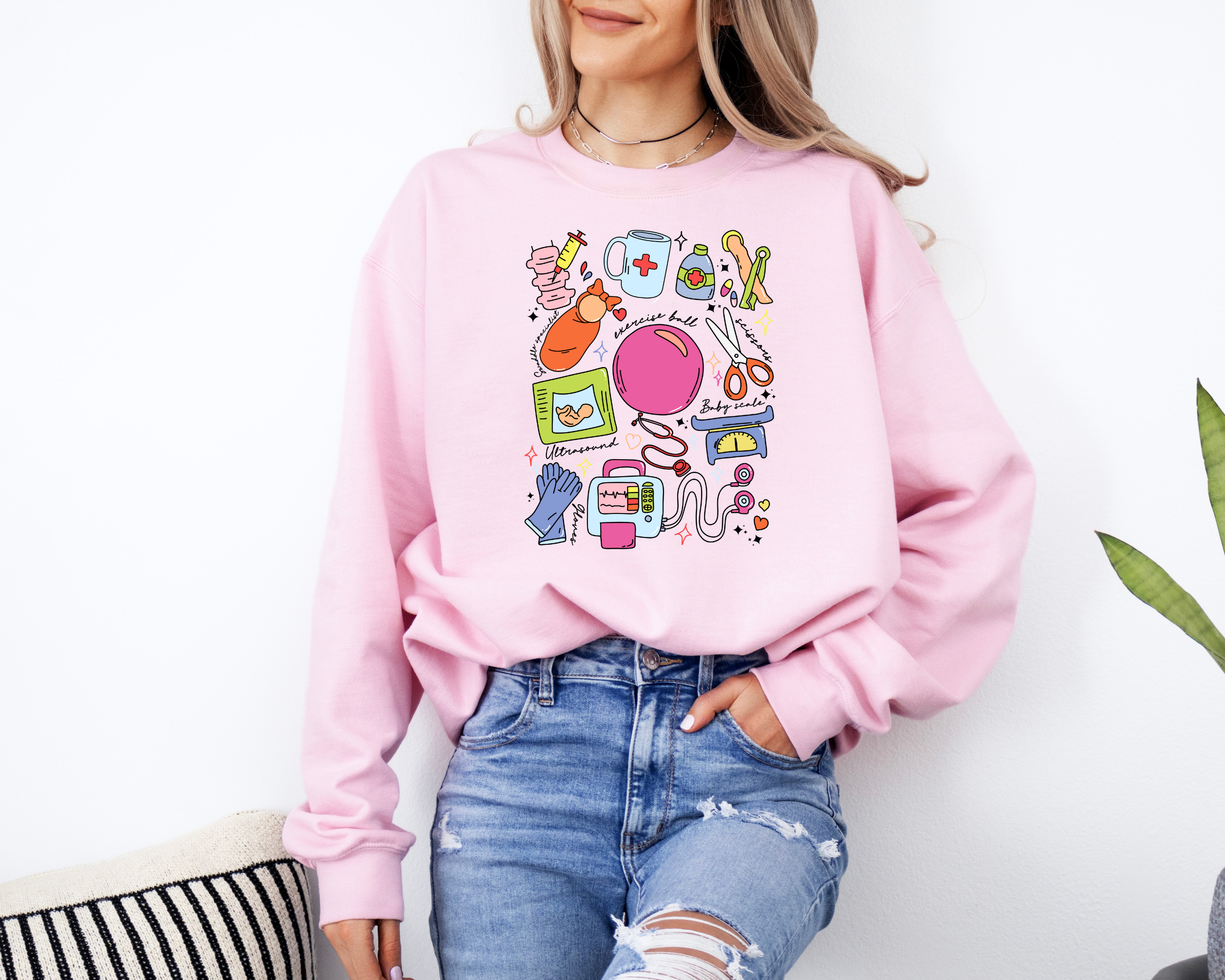Labor and delivery sweatshirt for a mother baby nurse