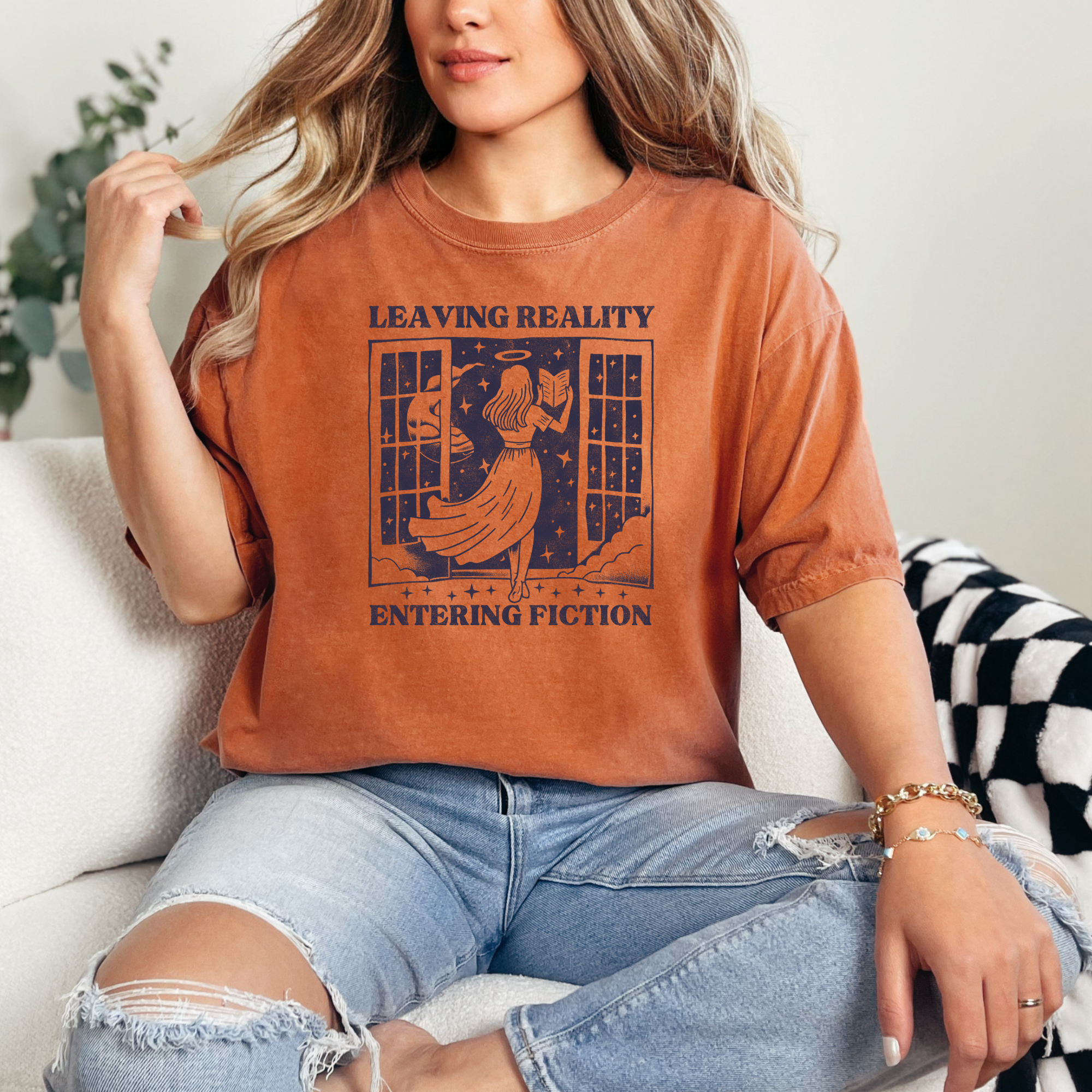 Leaving Reality Entering Fiction T-Shirt | Bookish Shirt