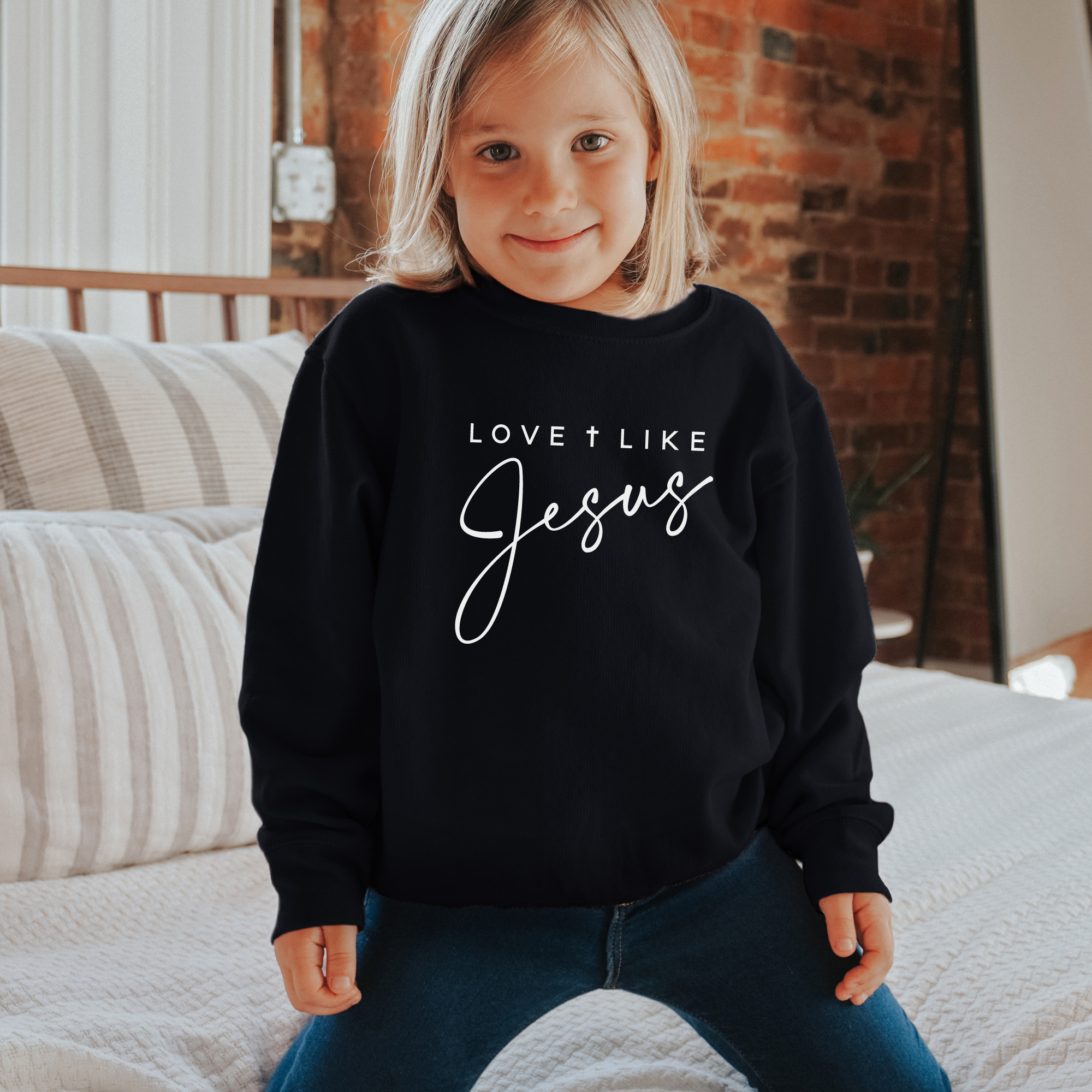 Love like jesus kids christian sweatshirt