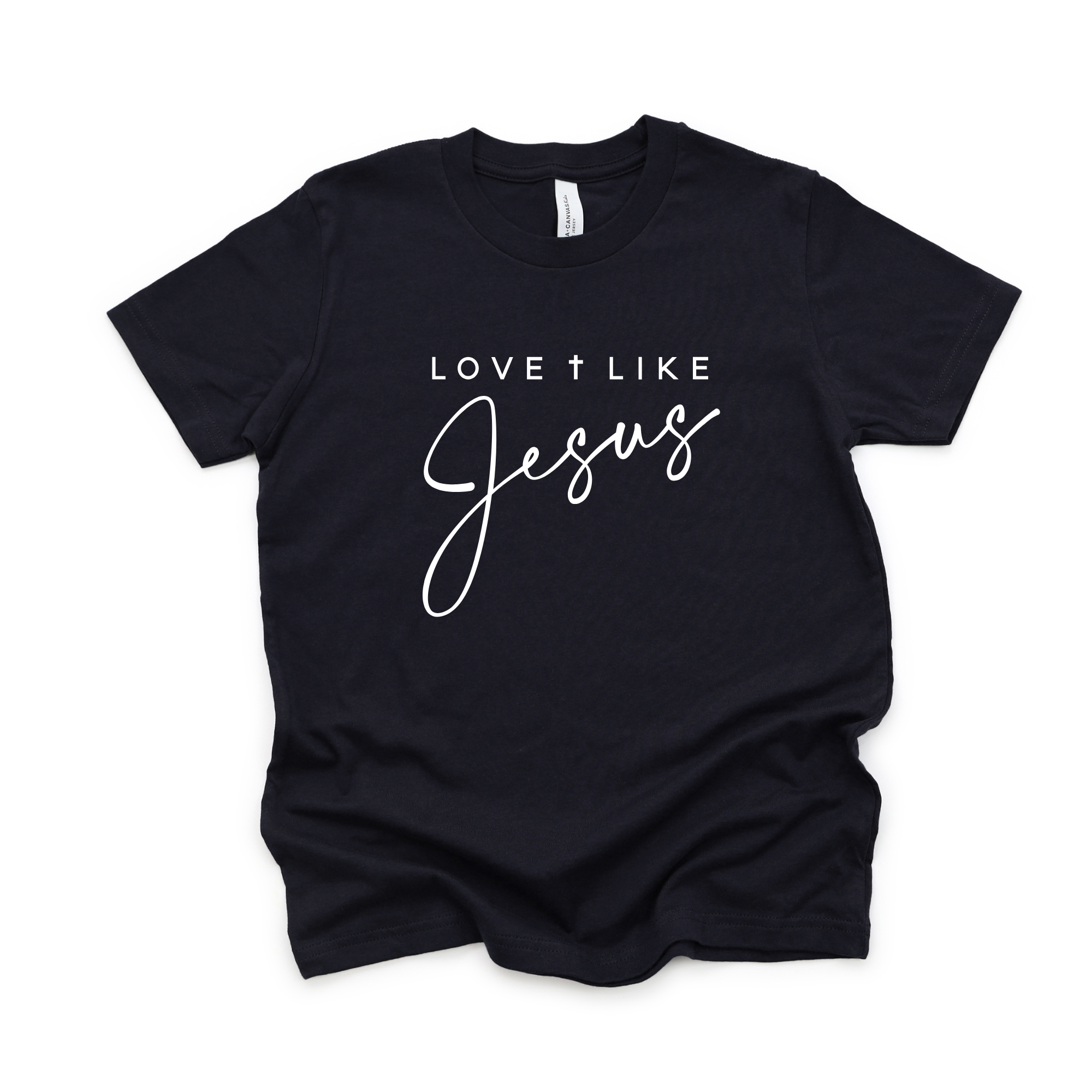 Love Like Jesus Kids Shirt Cursive Design