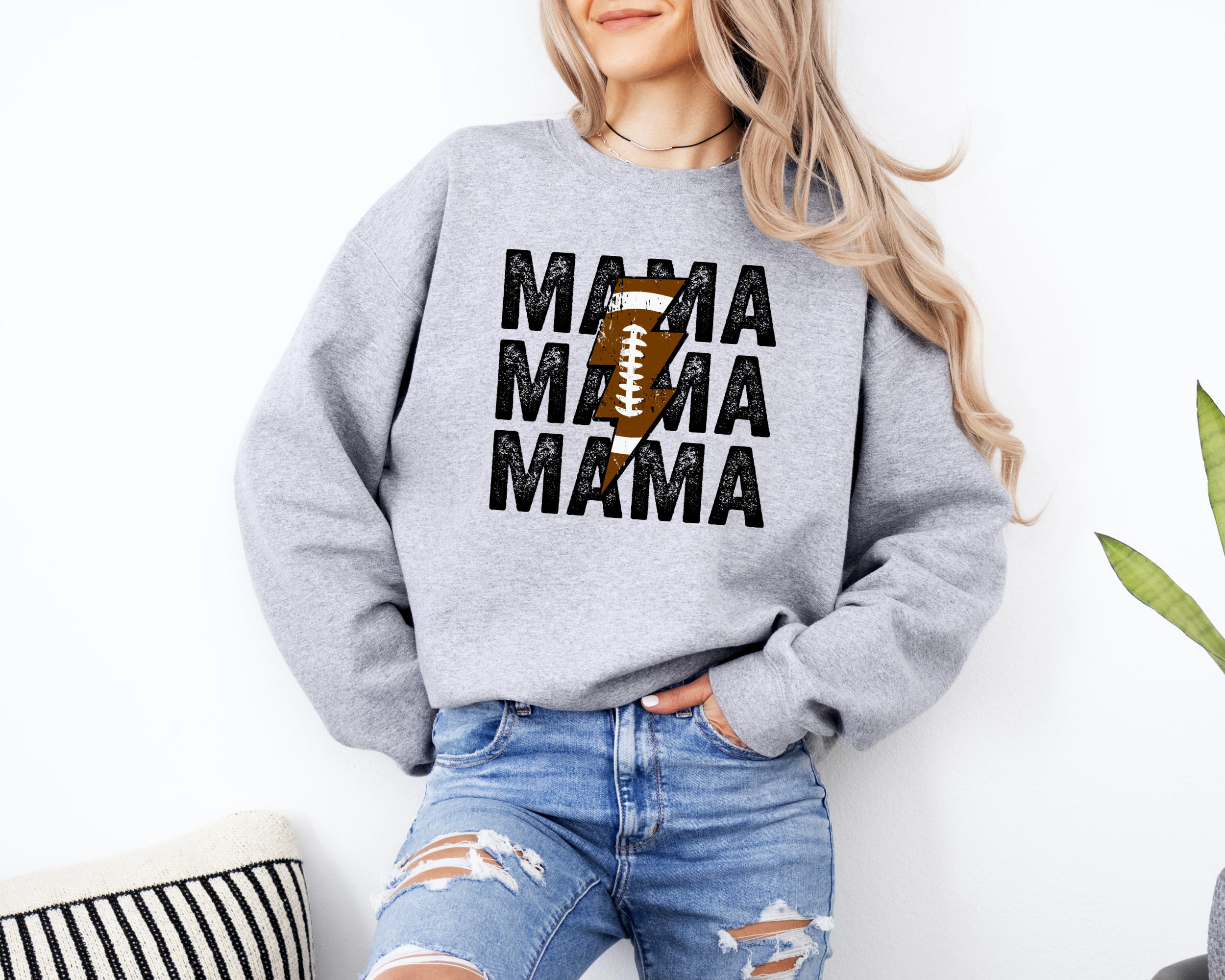 football mom sweatshirt in gray