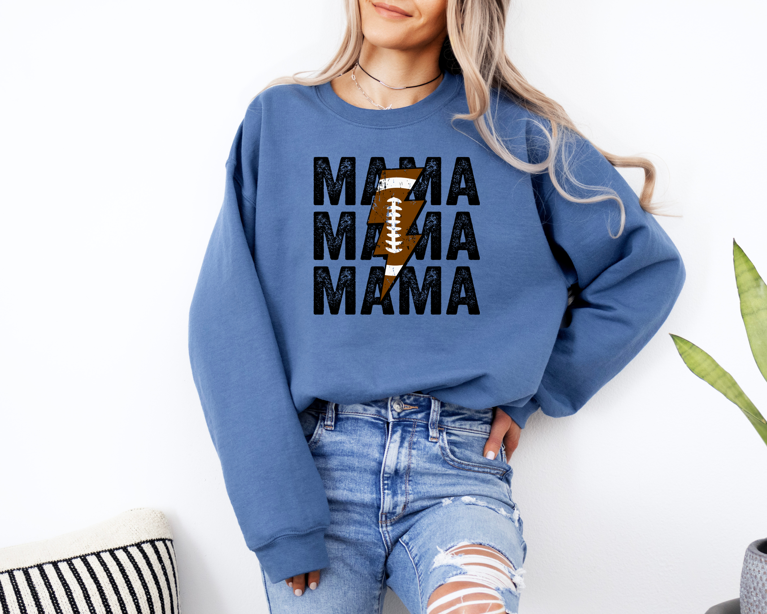 football mom sweatshirt in blue