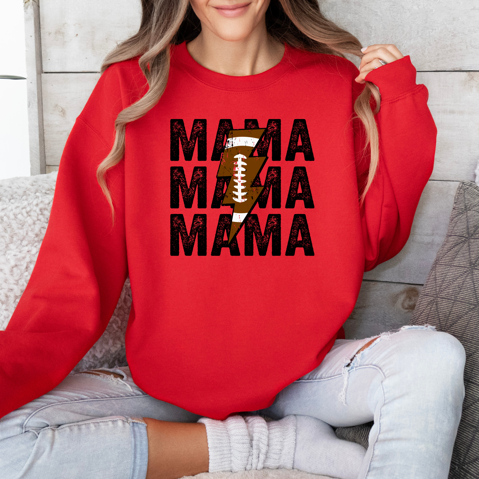 football mom sweatshirt in red